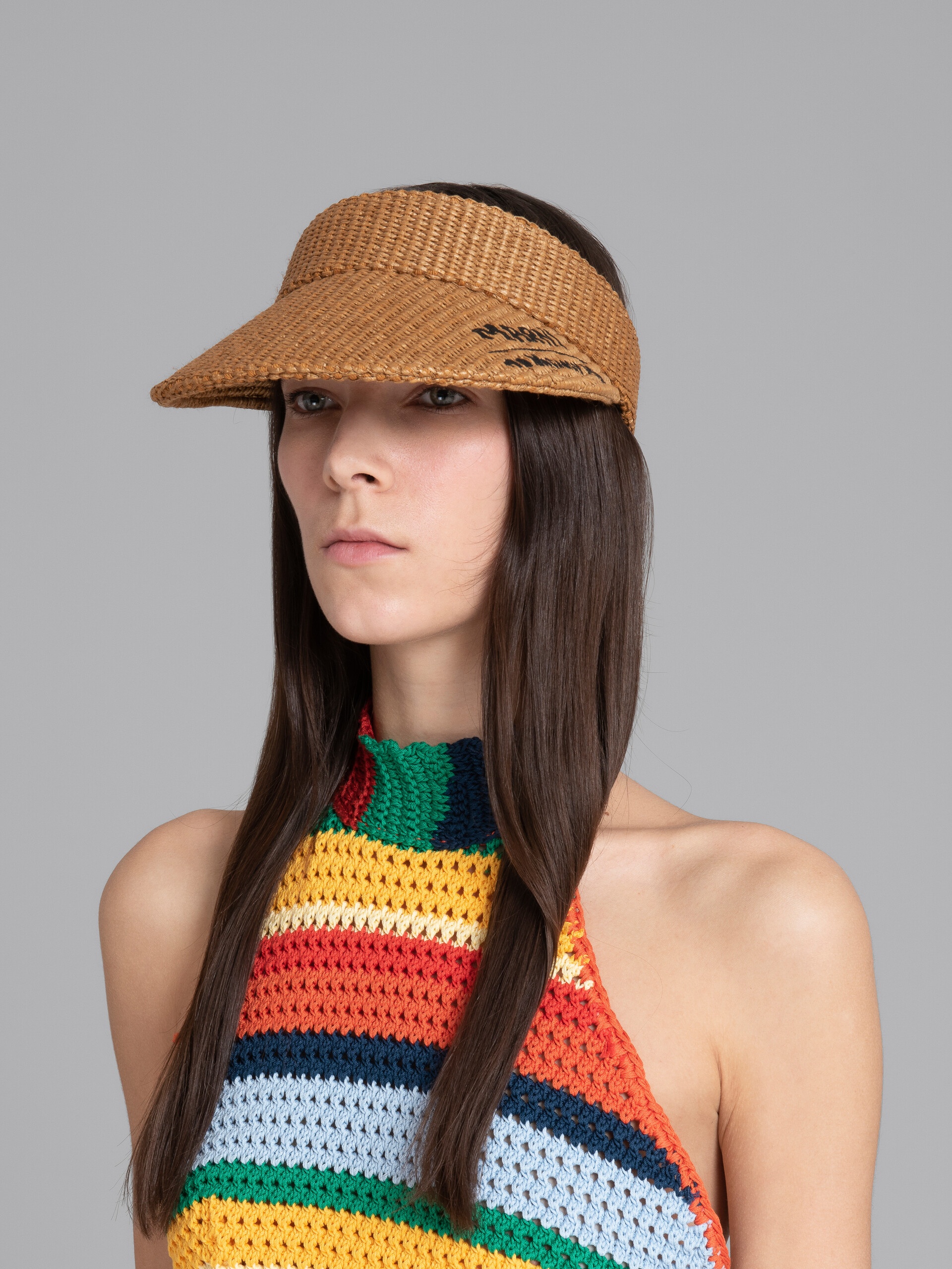 MARNI X NO VACANCY INN - CARAMEL VISOR IN RAFFIA FABRIC - 2