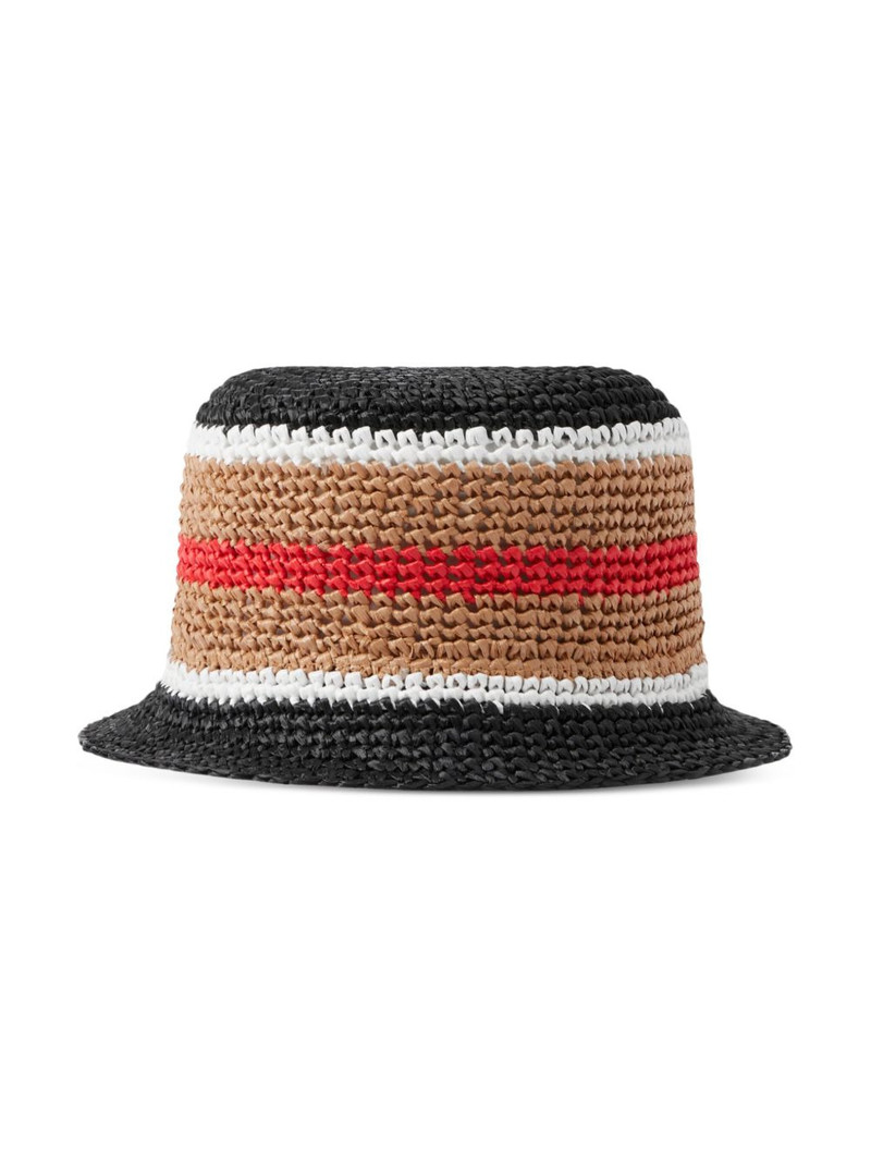 Burberry striped raffia bucket hat outlook
