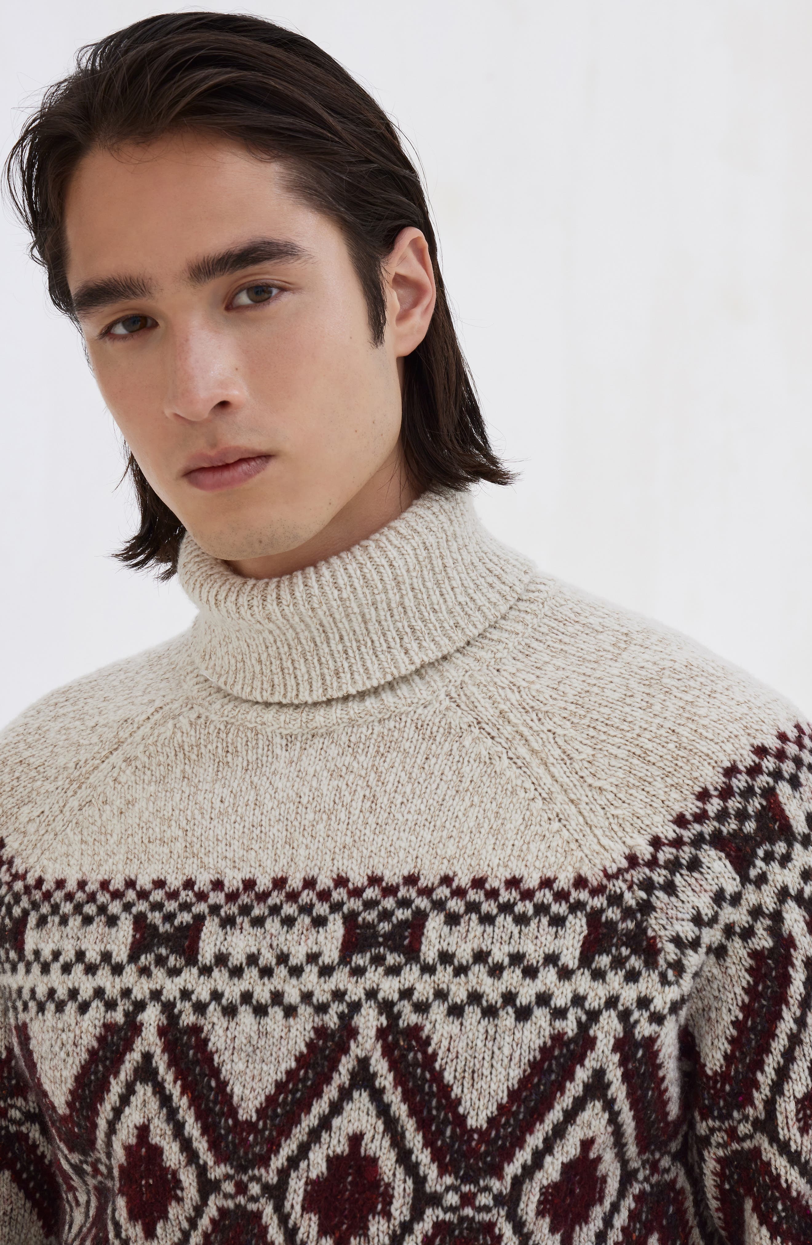 Brunello Cucinelli Jacquard turtleneck sweater in Ecru at Nordstrom - 4
