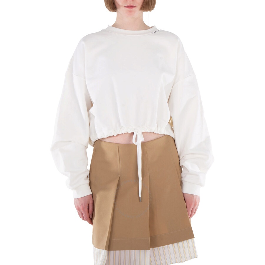 Marni White Drawstring Jersey Sweatshirt - 3