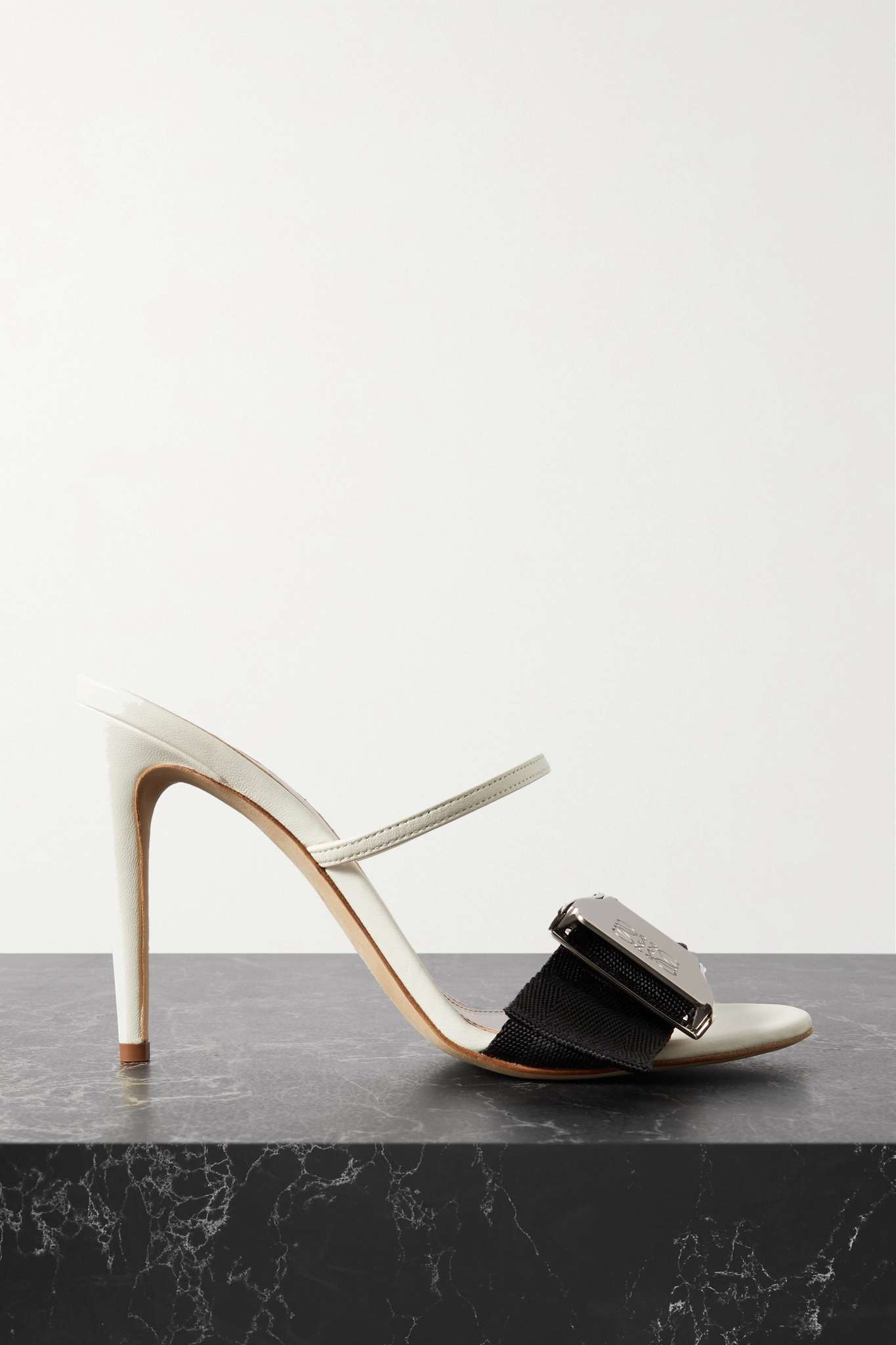 Loewe Buckled canvas and leather mules | REVERSIBLE