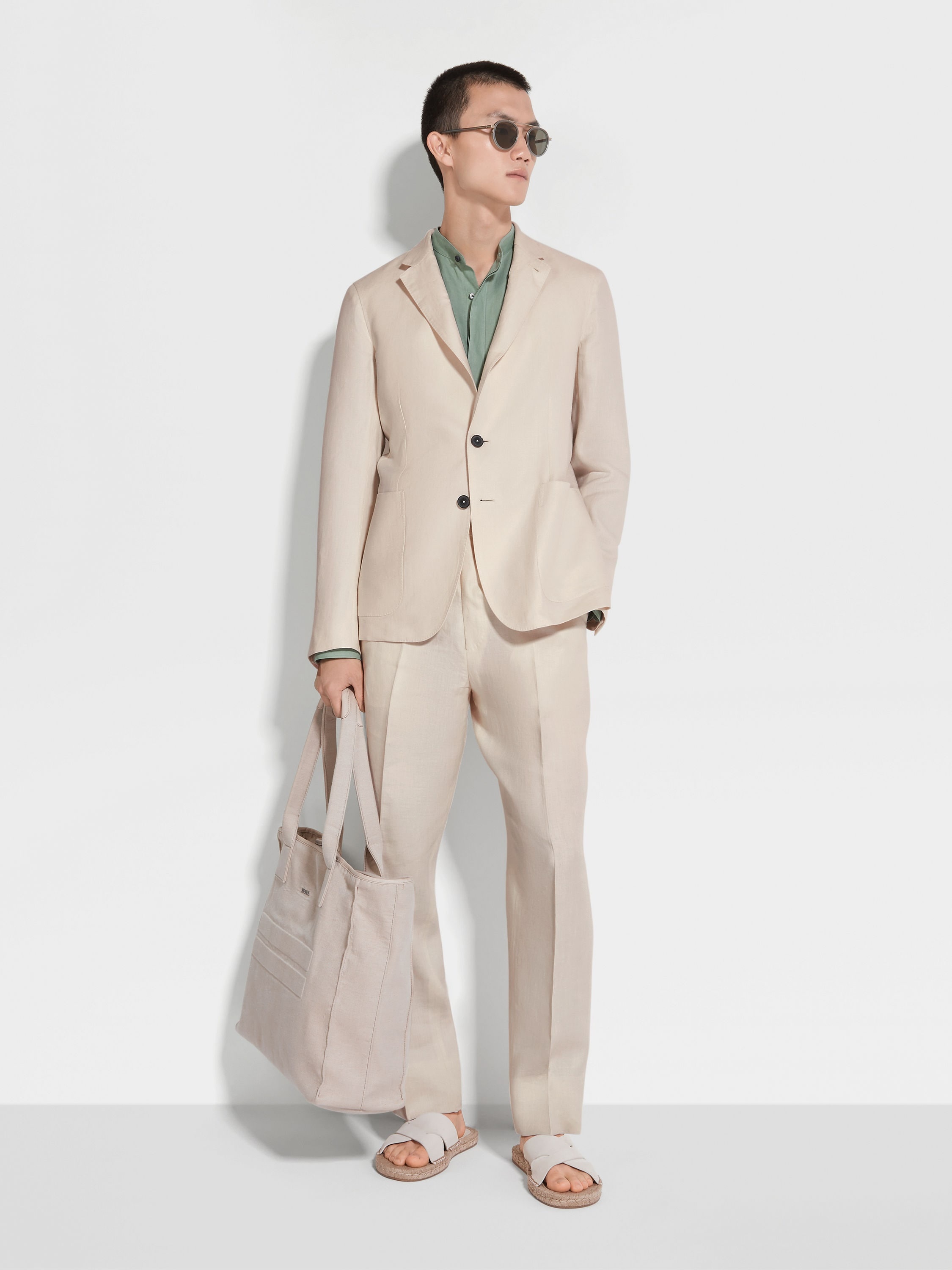 ZEGNA LIGHT BEIGE OASI LINO SHIRT JACKET | REVERSIBLE