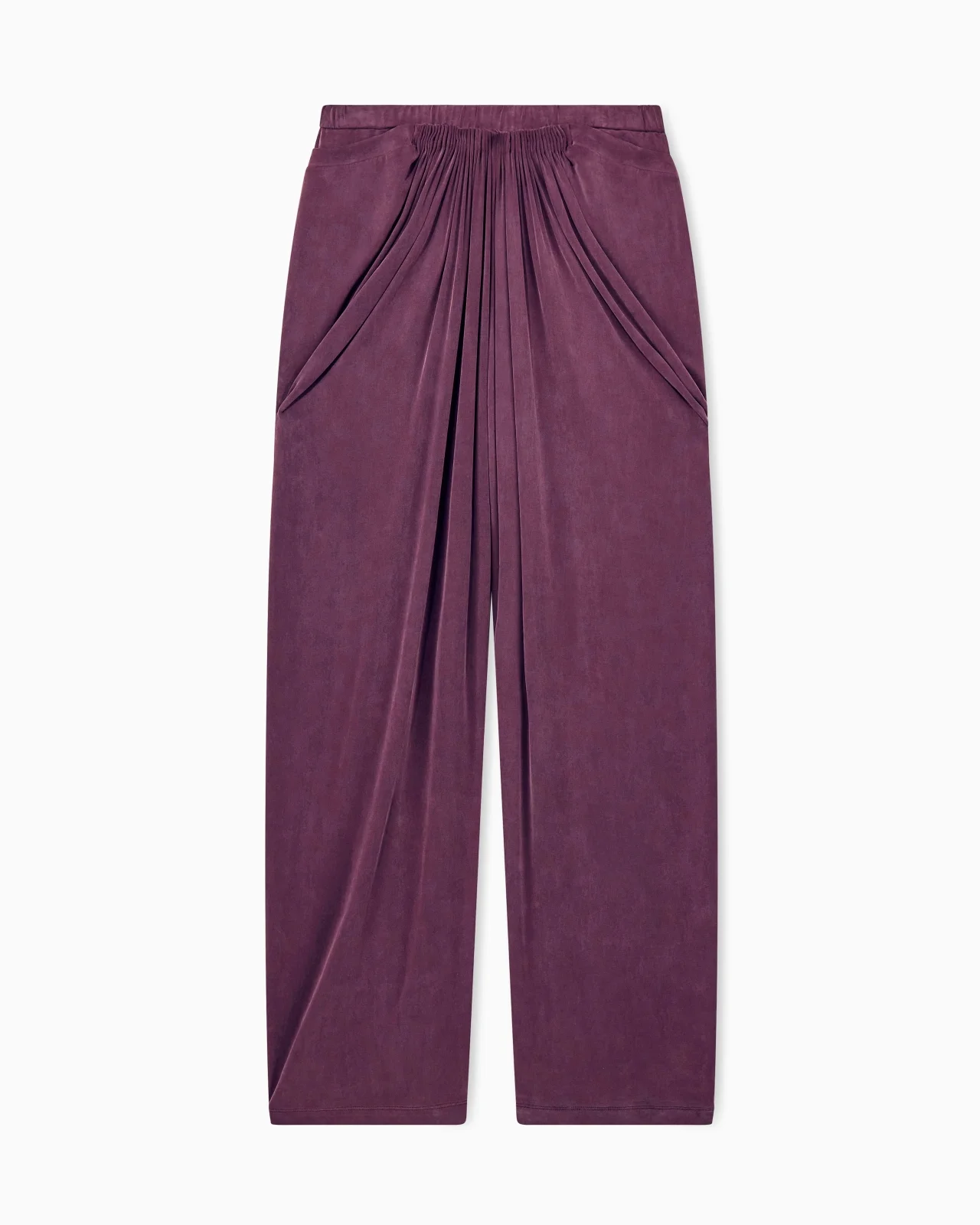 TROUSER WITH WIDE LEG AND FRONT DRAPING IN CUPRO JERSEY - 1