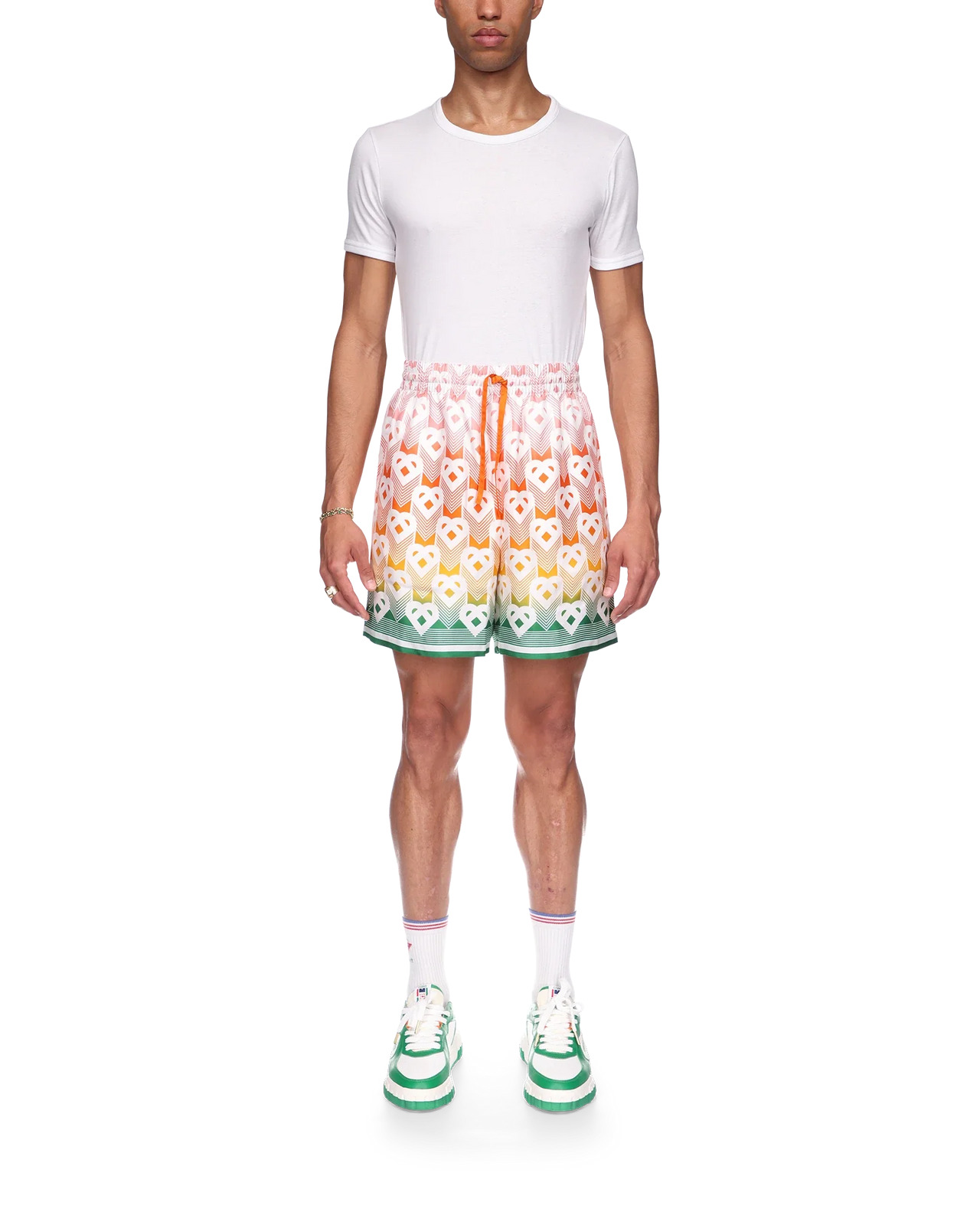 Gradient Heart Monogram Silk Shorts - 2