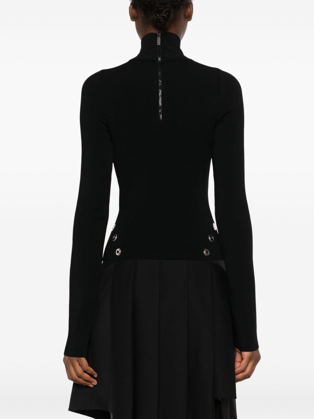 eyelet-embellished knitted top - 4