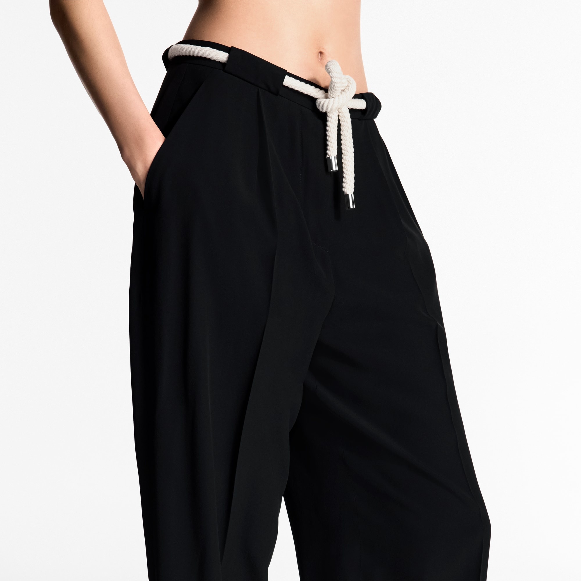 Rope Belt Tailored Pants - 5