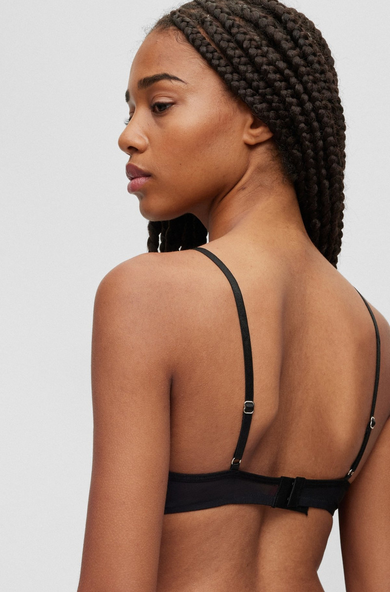 MIXED-MATERIAL UNDERWIRED BRA WITH FOIL LOGO 5