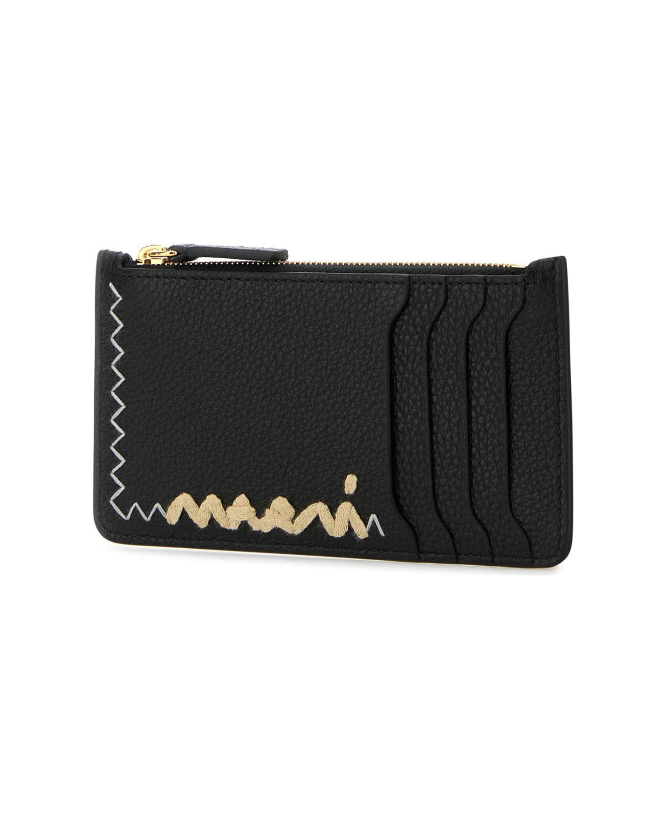 Black Leather Card Holder - 2