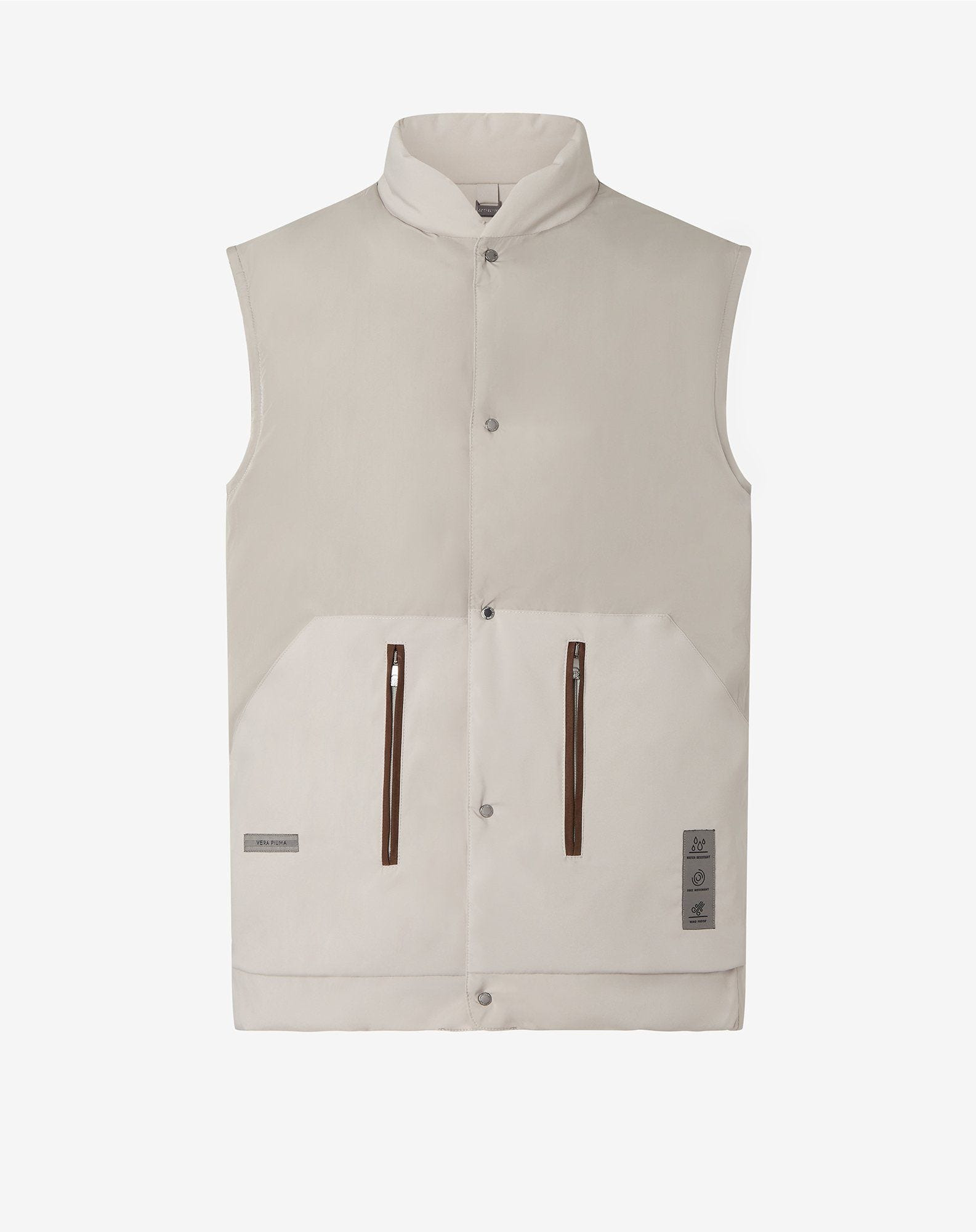Beige quilted techno poplin gilet - 6