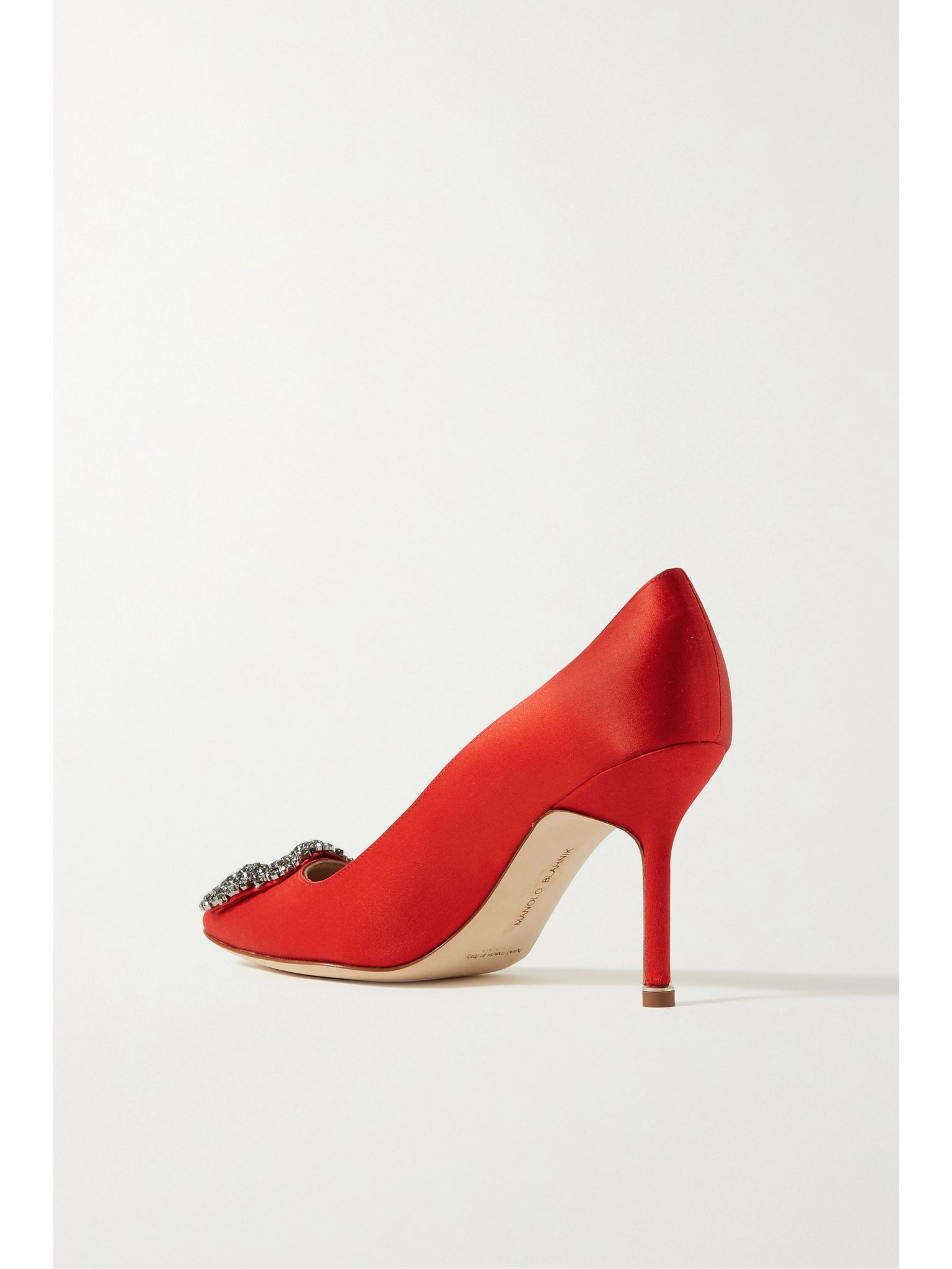 Hangisi 90 crystal-embellished satin pumps Red - 3