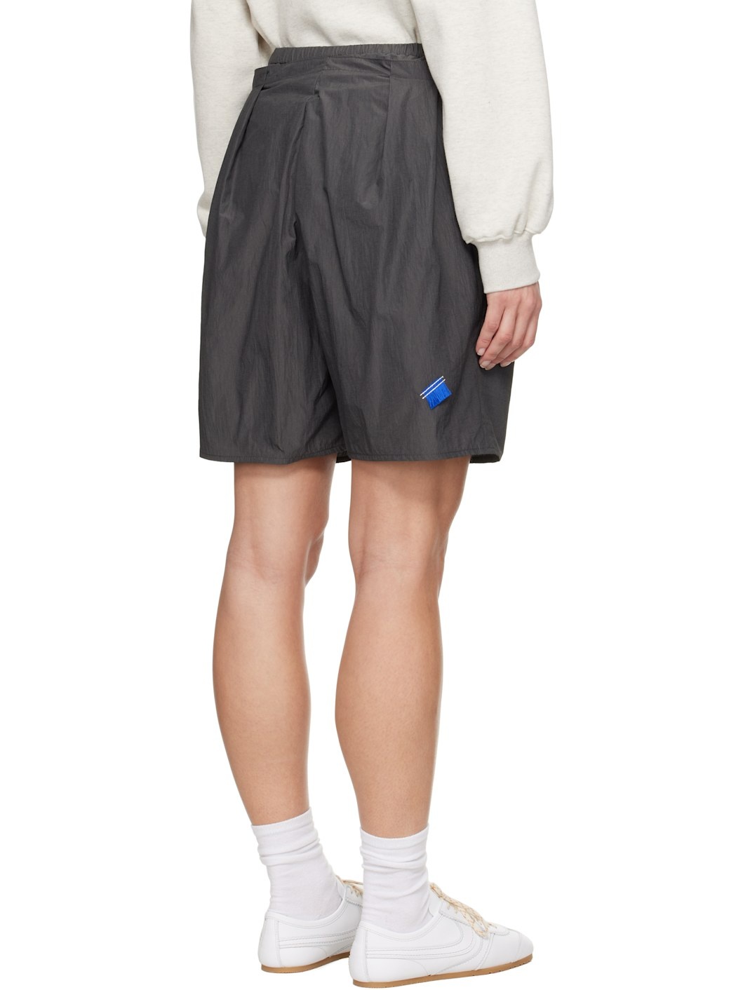 Gray Pleated Shorts - 3