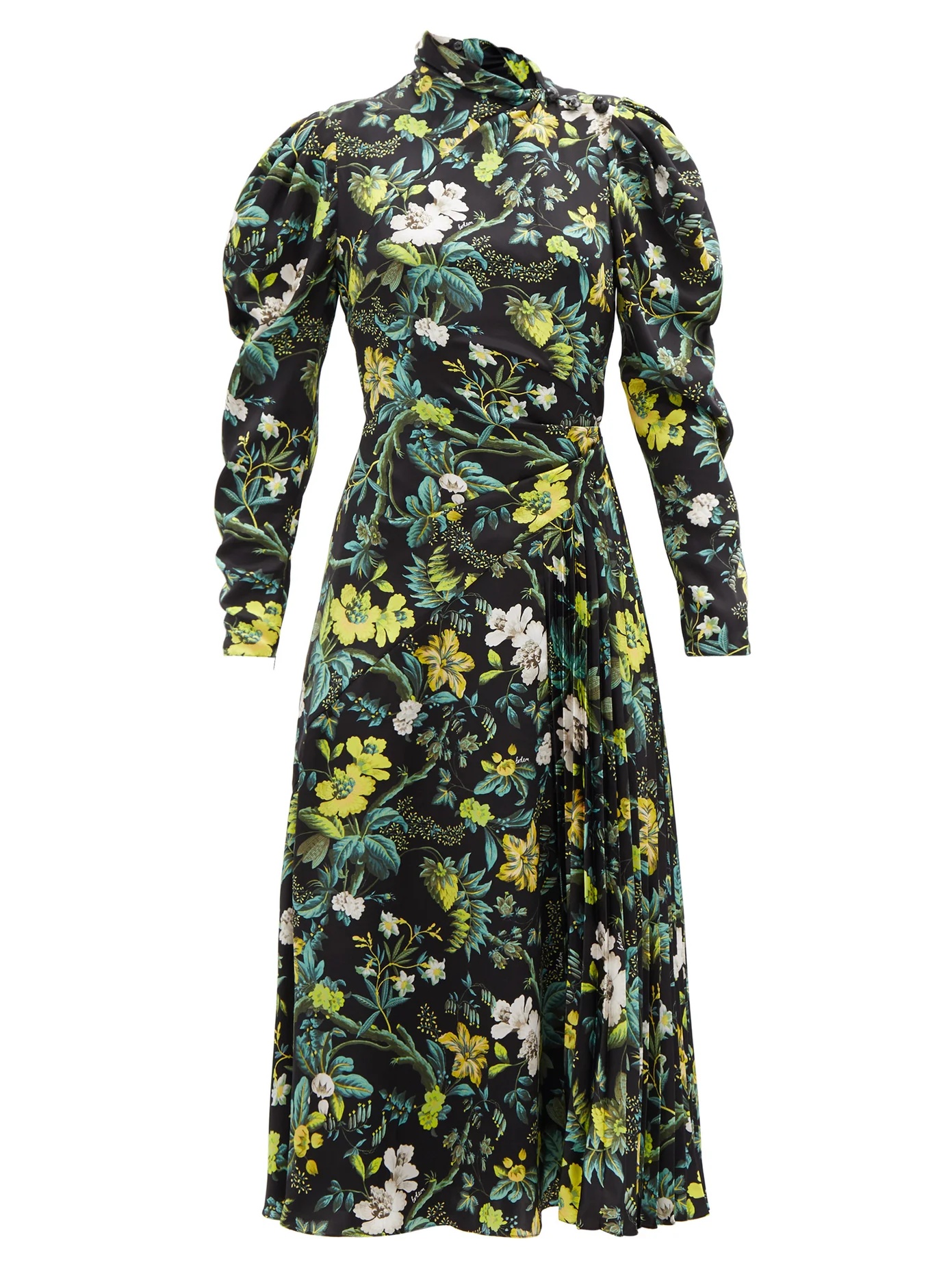 Irwin pleated floral-print silk-satin midi dress - 1