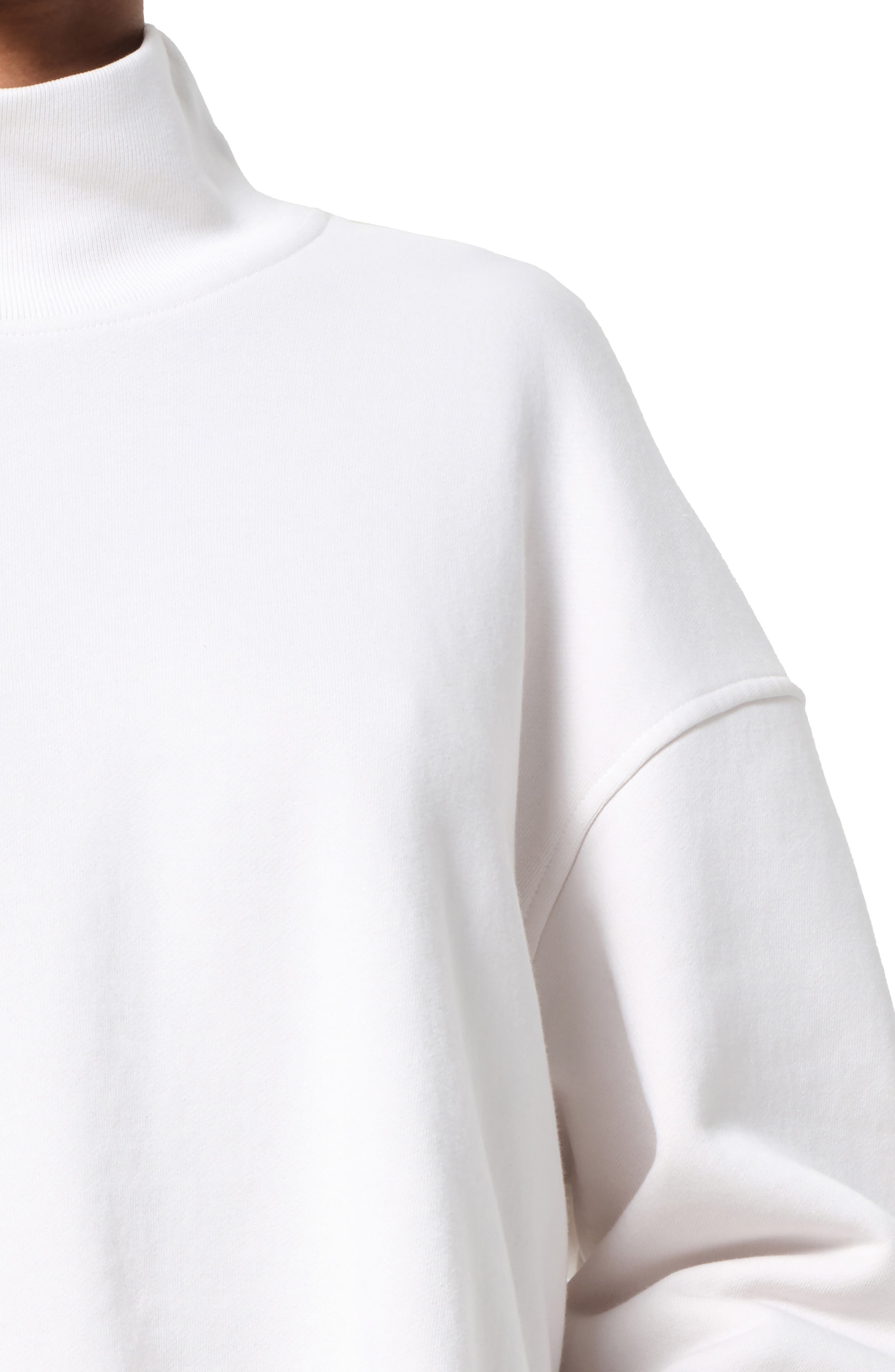 AGOLDE Isra Mock Neck Fleece Cotton Pullover in Wired at Nordstrom - 4