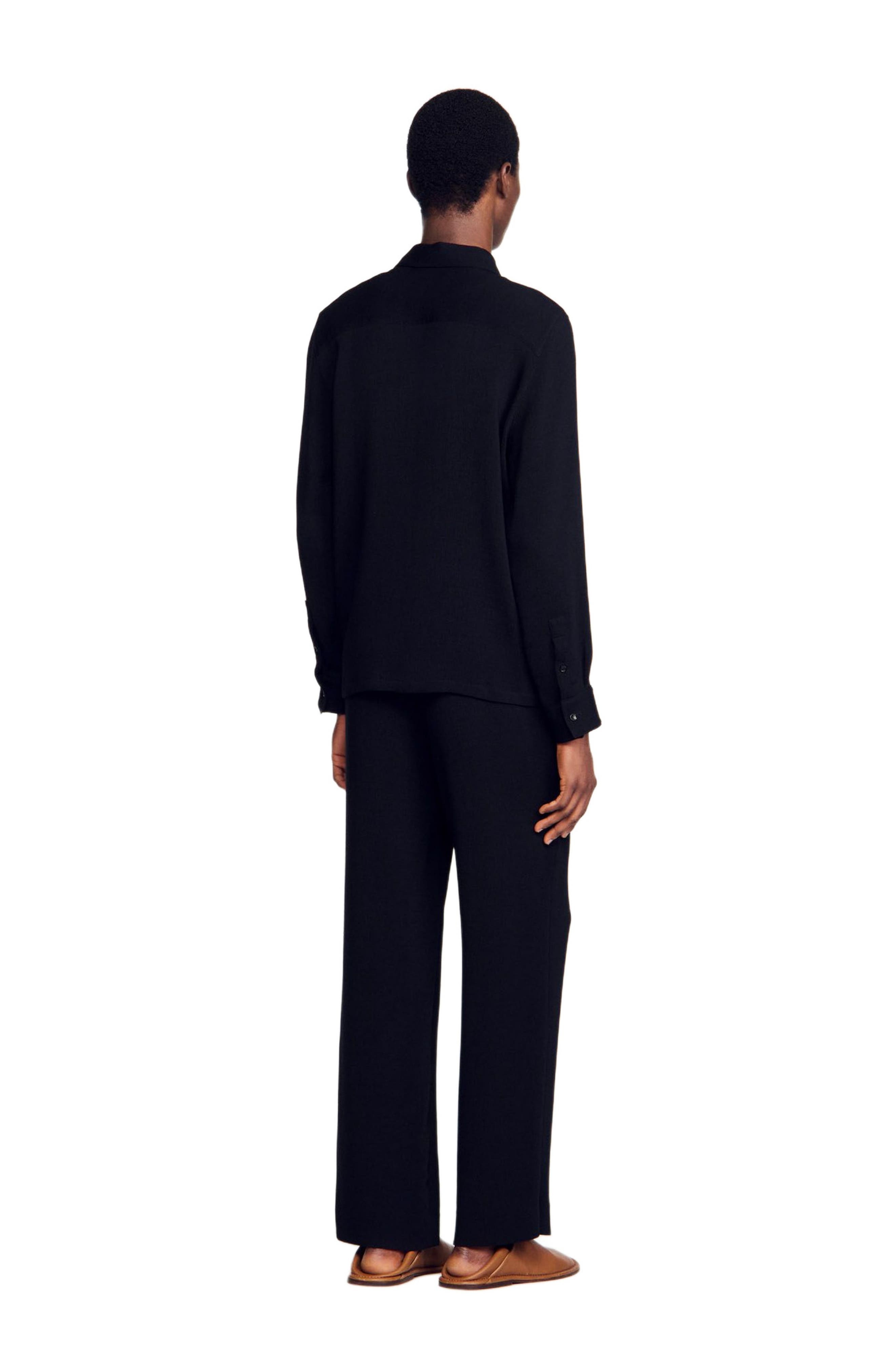 SANDRO Pleated shirt in Black at Nordstrom - 2