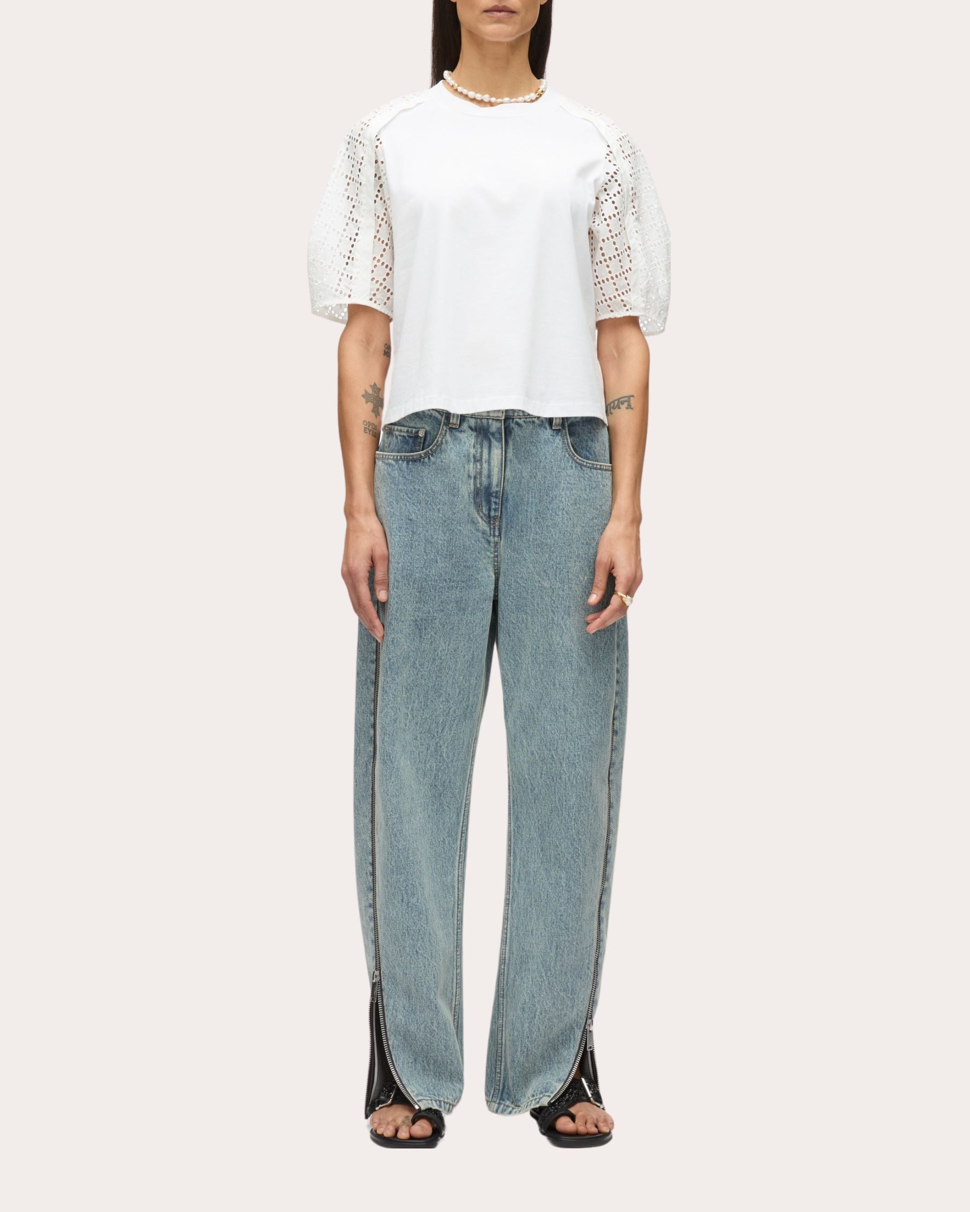 Broderie Anglaise Cotton Jersey Puff-Sleeve T-Shirt - 4