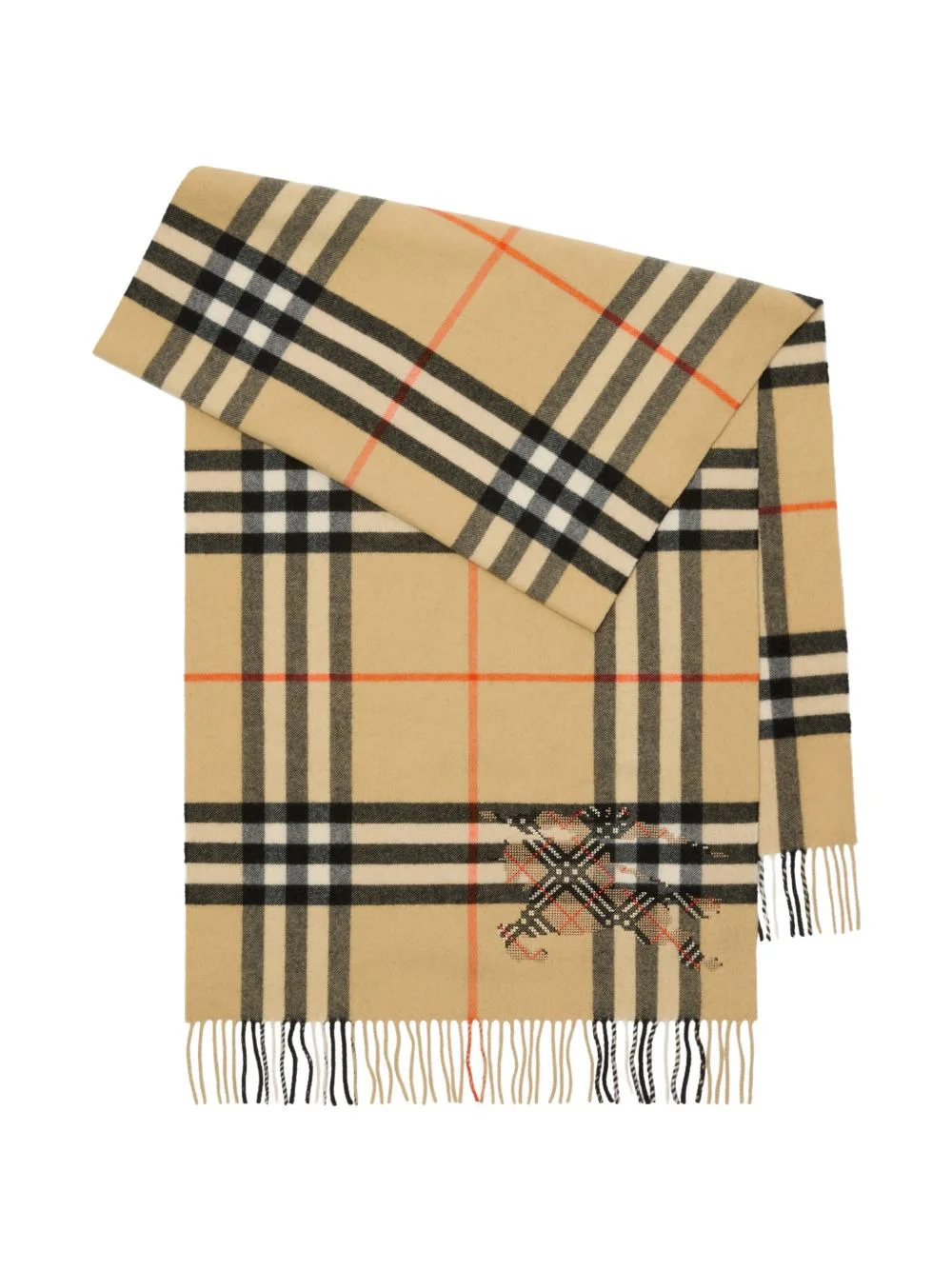 wide cross stitch EKD Check cashmere scarf - 1