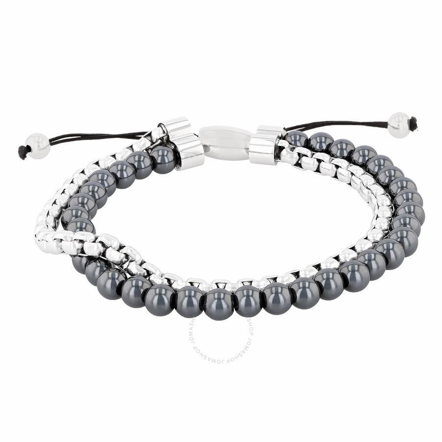 Robert Alton - Robert Alton Stainless Steel Hematite Bead Bolo Bracelet - 1