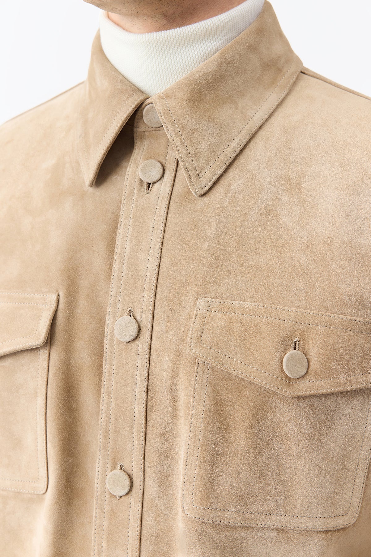 Lucas Overshirt in Camel Suede - 3