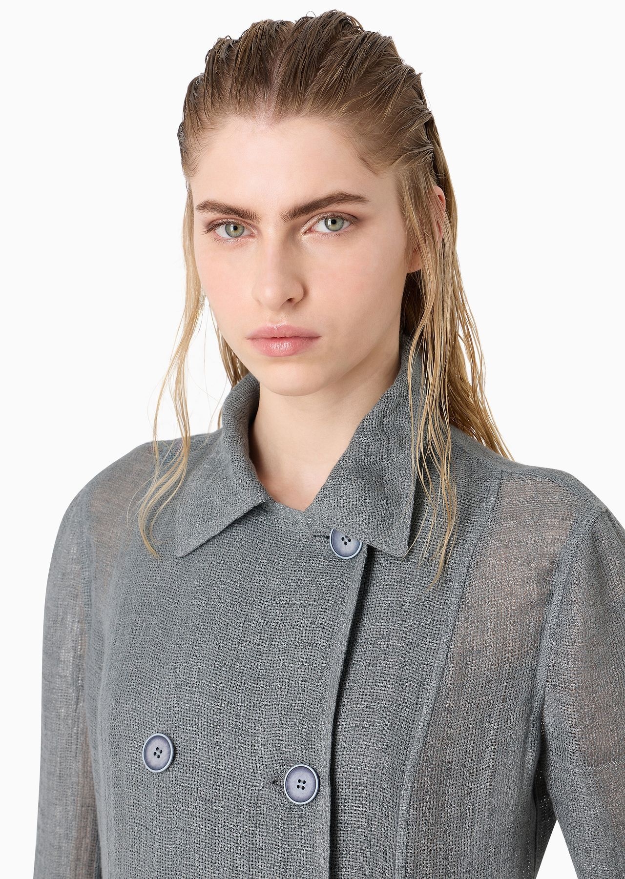 Double-breasted linen-blend jacket - 5