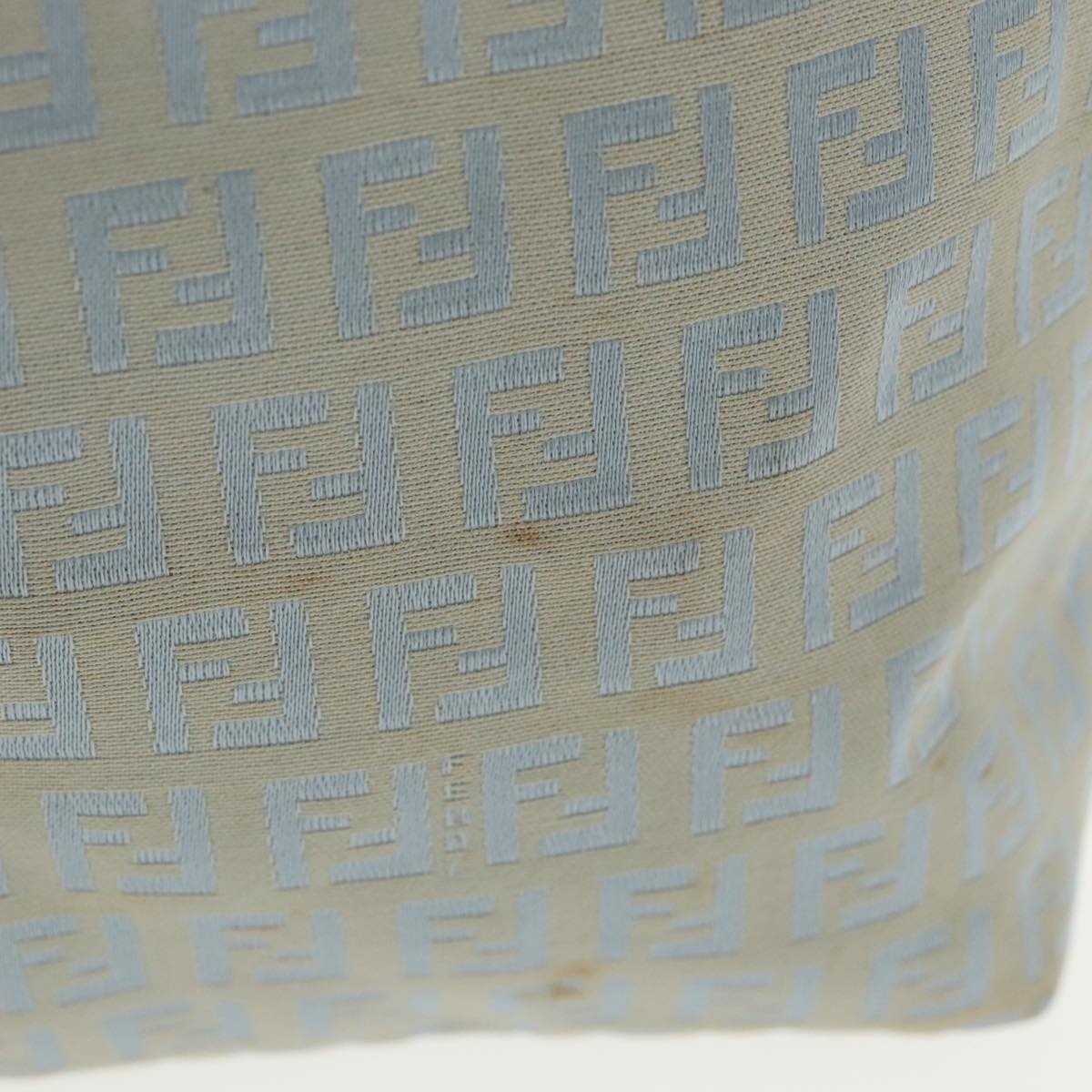 FENDI Zucchino Canvas Tote Bag Light Blue Brown Silver - 3