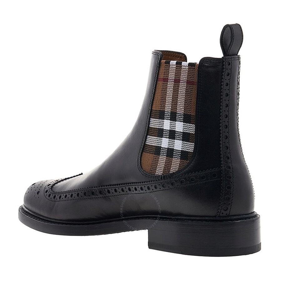Burberry Men's Black / Birch Brown Vintage Check Chelsea Boots - 2