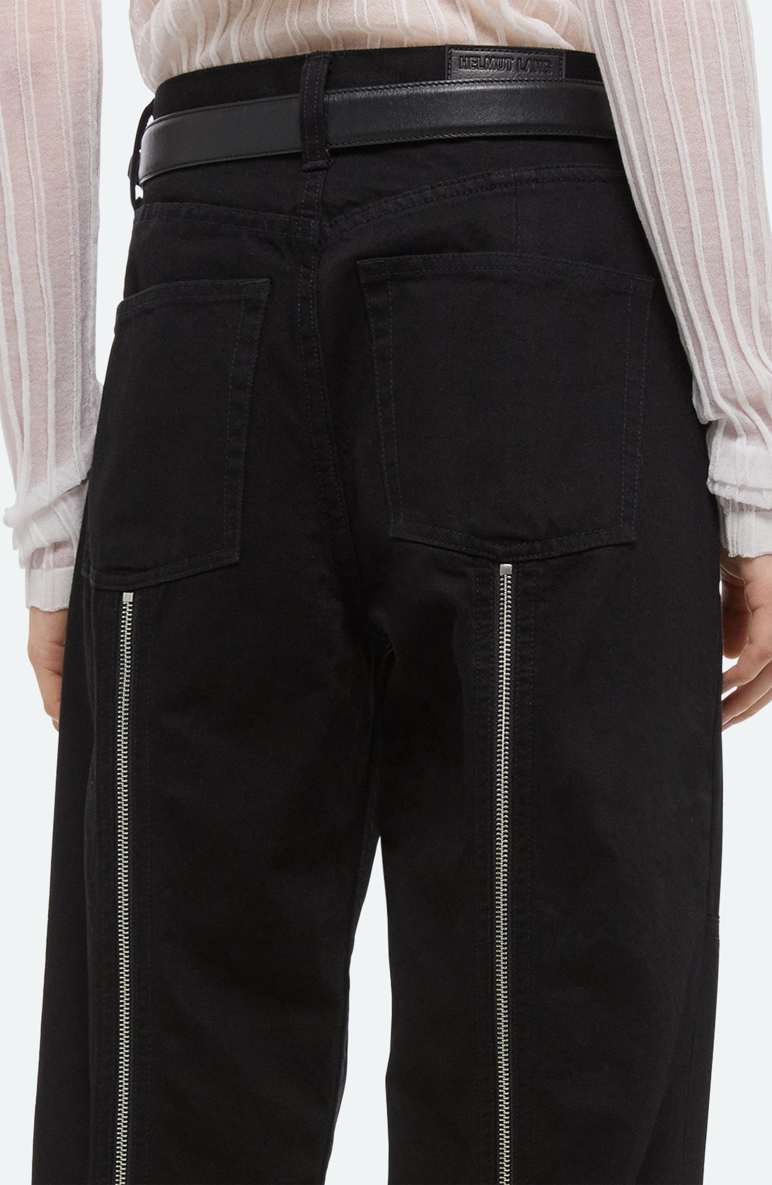Helmut Lang Back Zip Carpenter Jeans in Rinsed Black at Nordstrom - 4