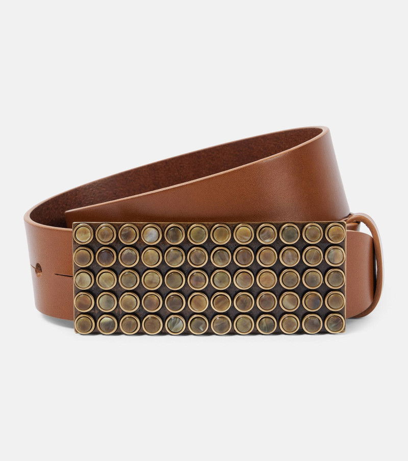 Vanesia embellished leather belt - 1