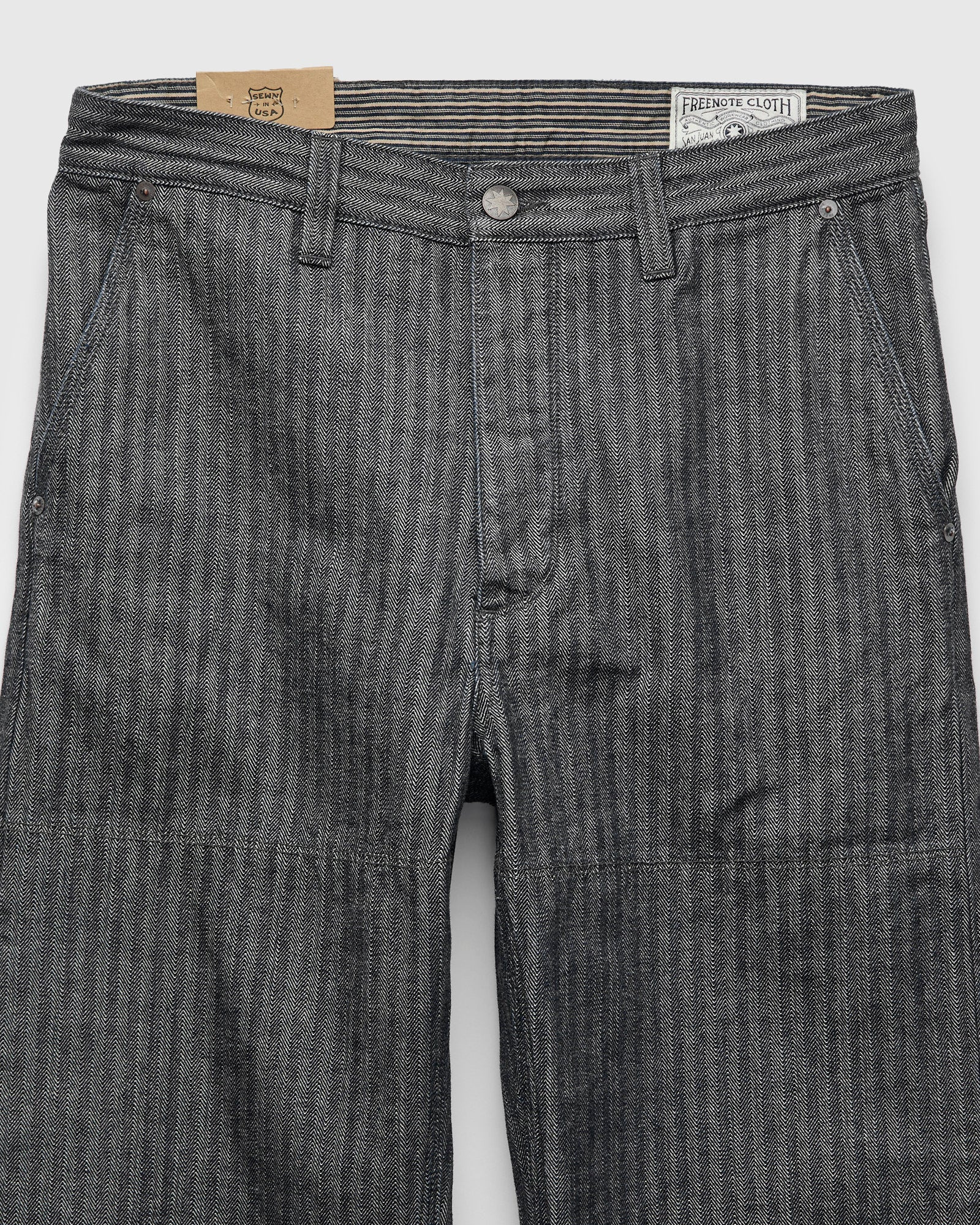 Ortega Pant in 13oz Grey Herringbone - 4