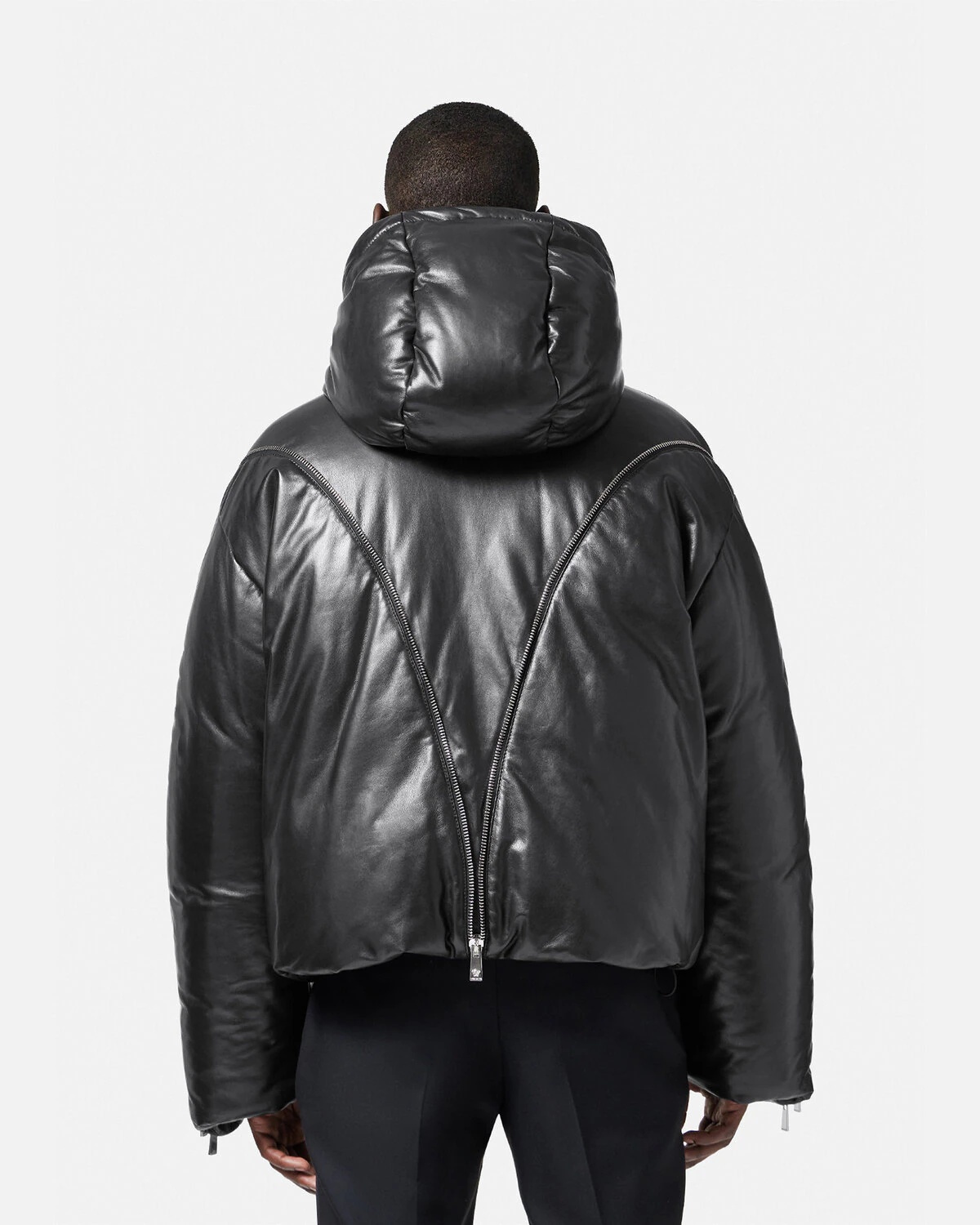 Leather Zip Puffer Jacket - 4