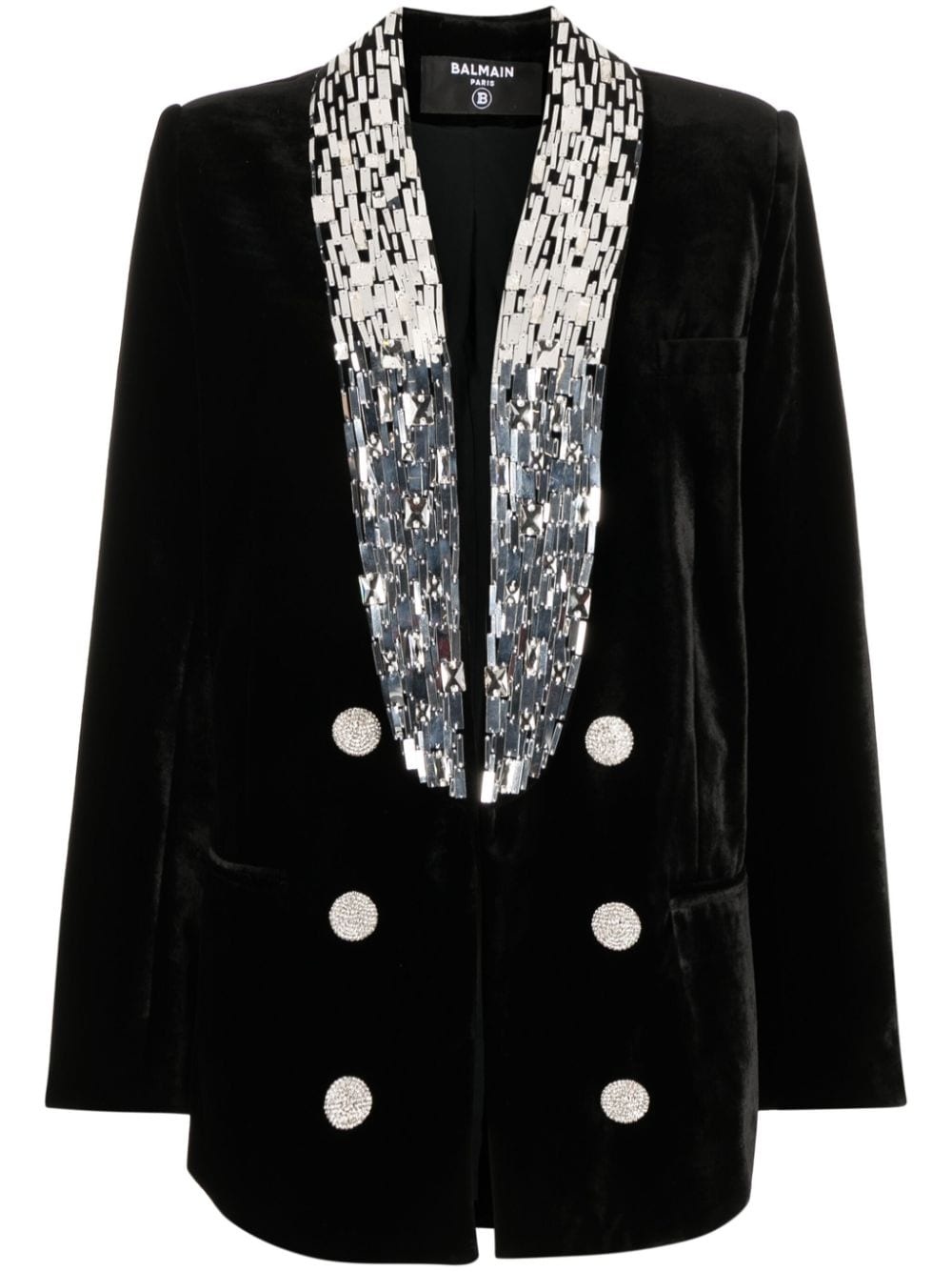 paillette-embellished velvet blazer - 1