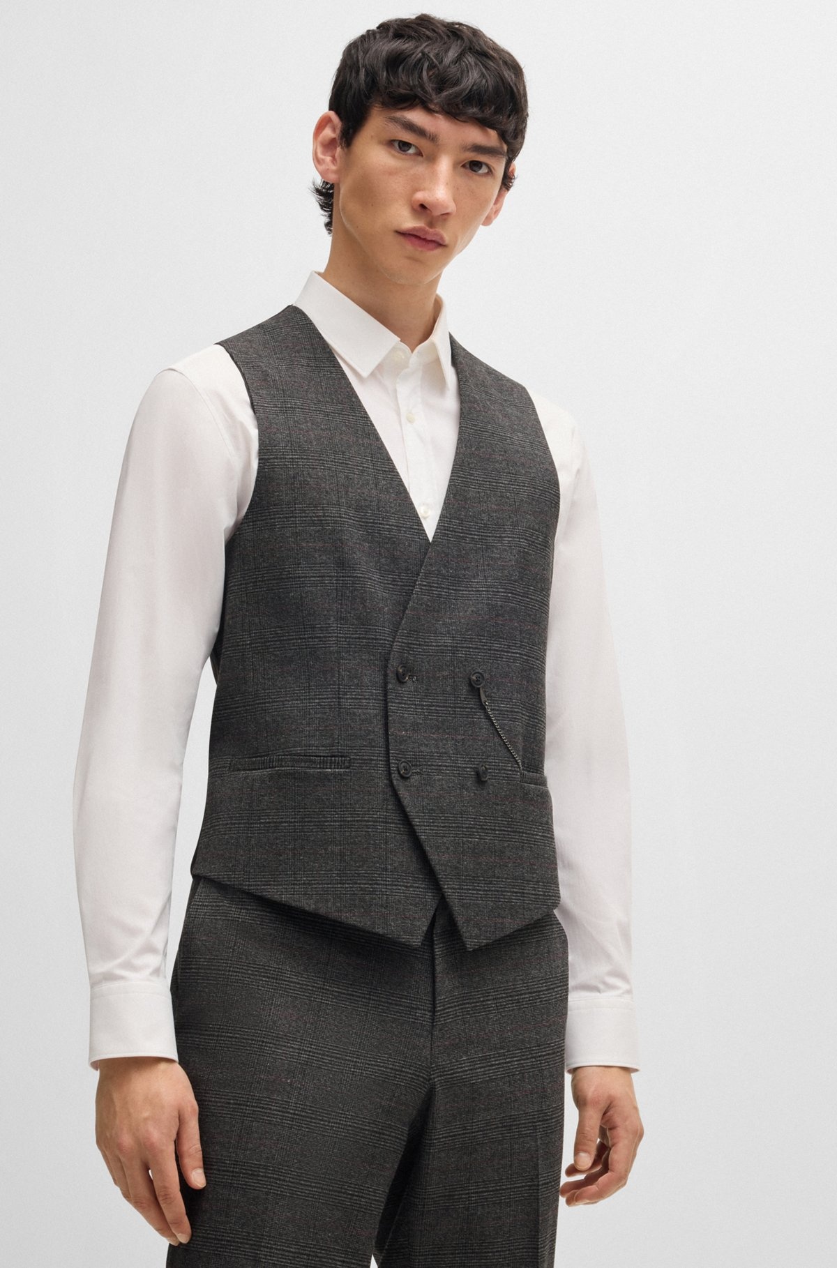 THREE-PIECE SLIM-FIT SUIT IN CHECKED FLANNEL - 5