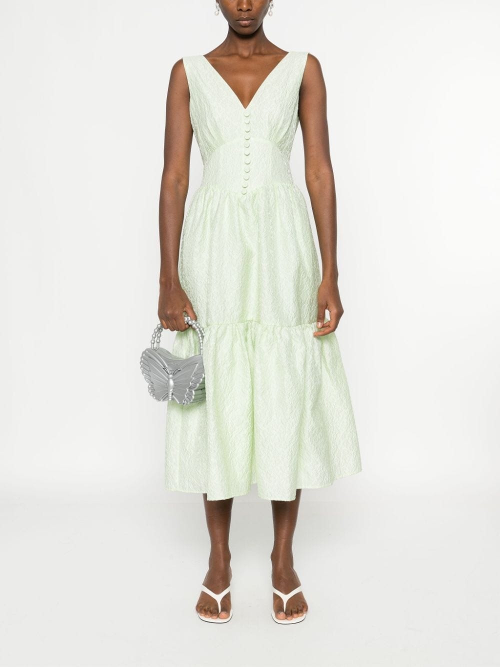 brocade-effect tiered dress - 2