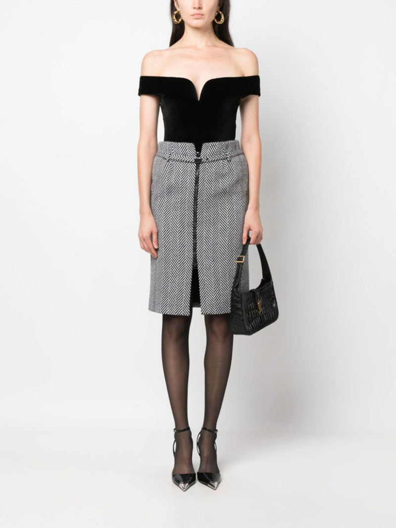 TOM FORD chevron-pattern midi pencil skirt outlook