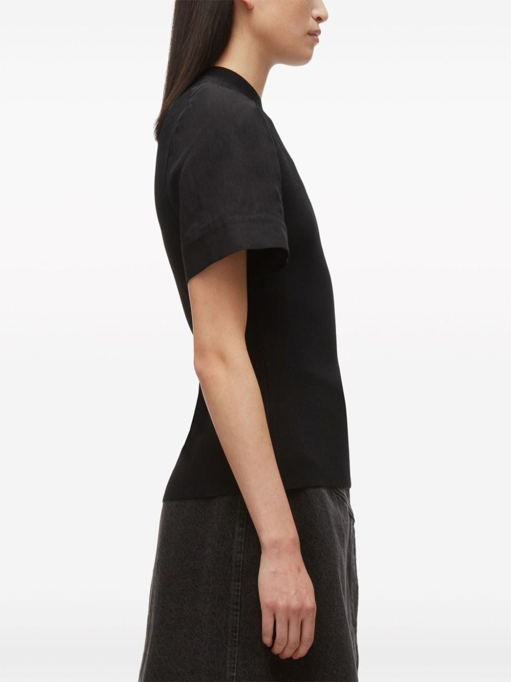 panelled fine-ribbed T-shirt - 4