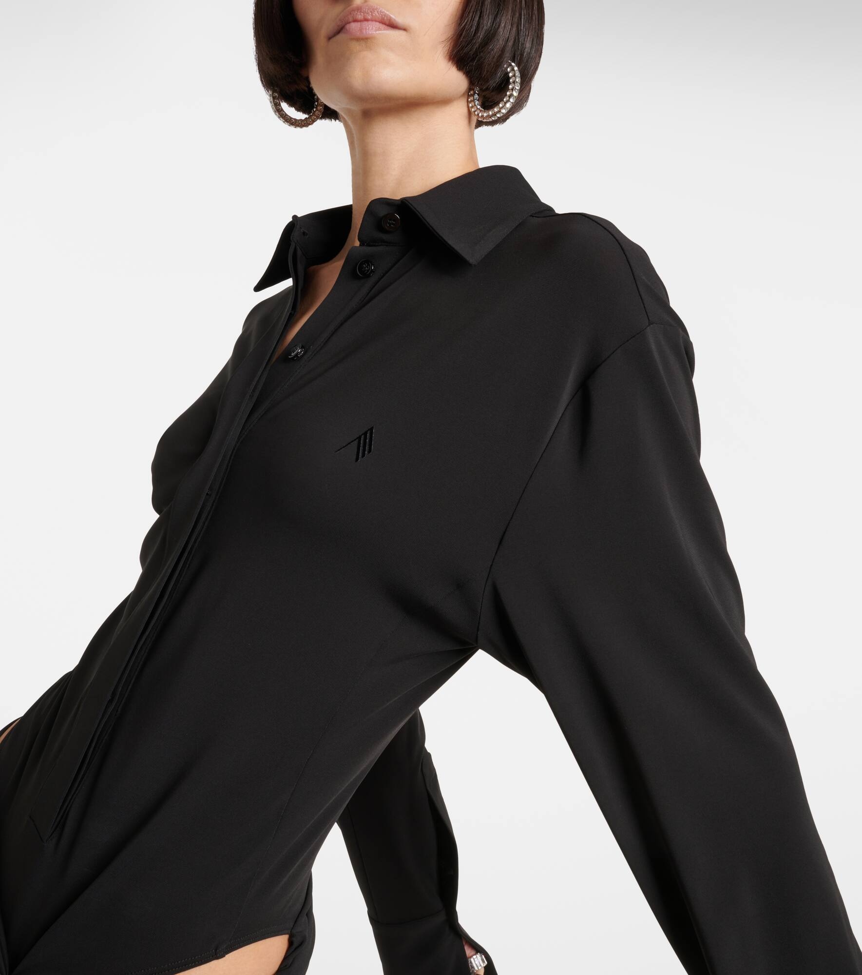 Cutout draped jersey shirt dress - 4
