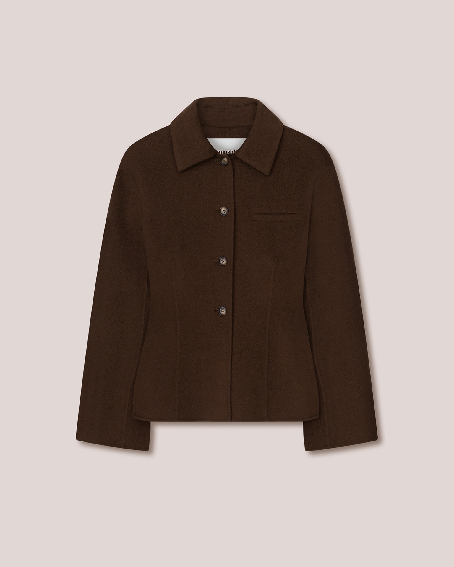 MAGDA - High buttoned fitted tailored blazer with side split - Soil - 1