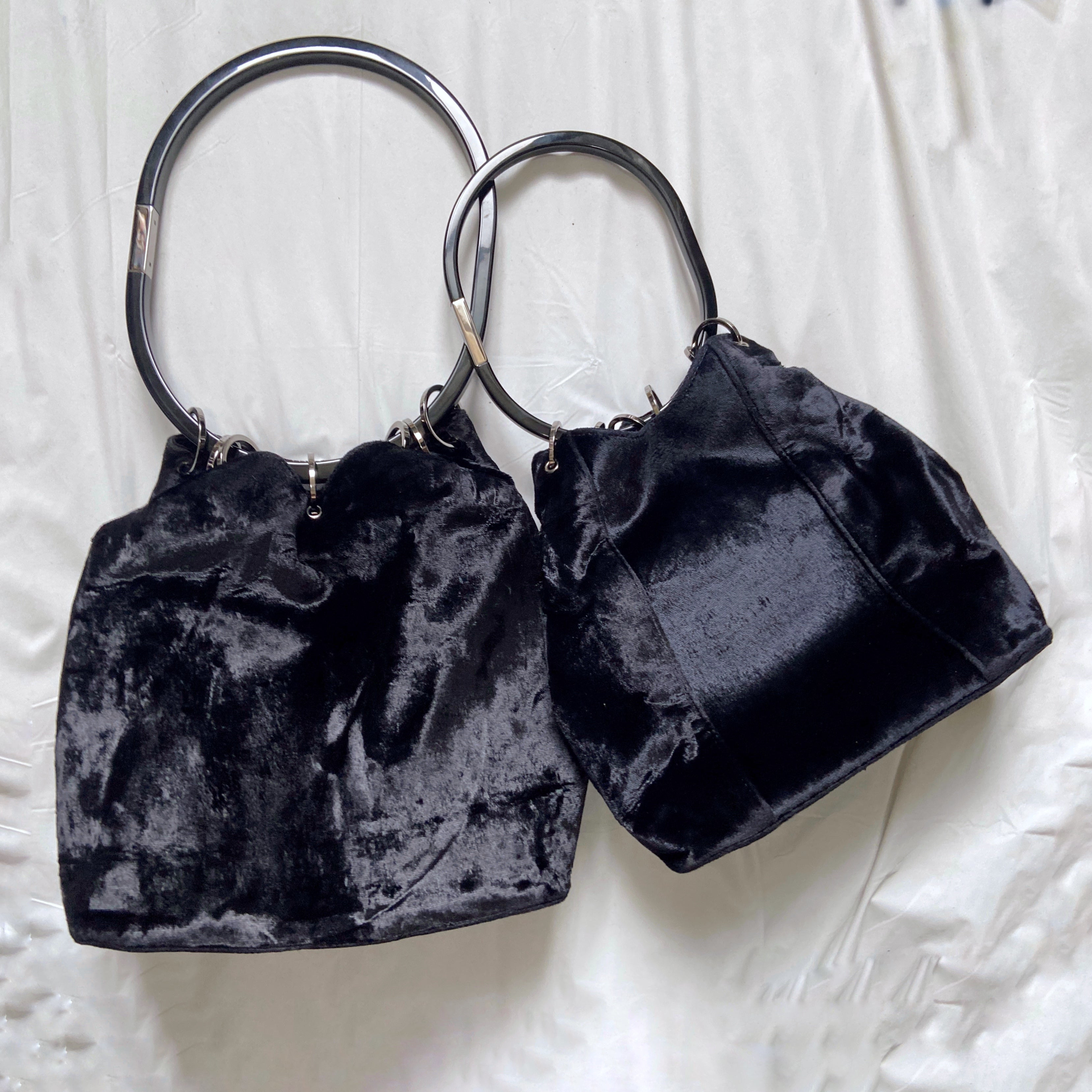 GUCCI Gucci Fall 1999 Tom Ford Large Black Velvet Bucket Acrylic