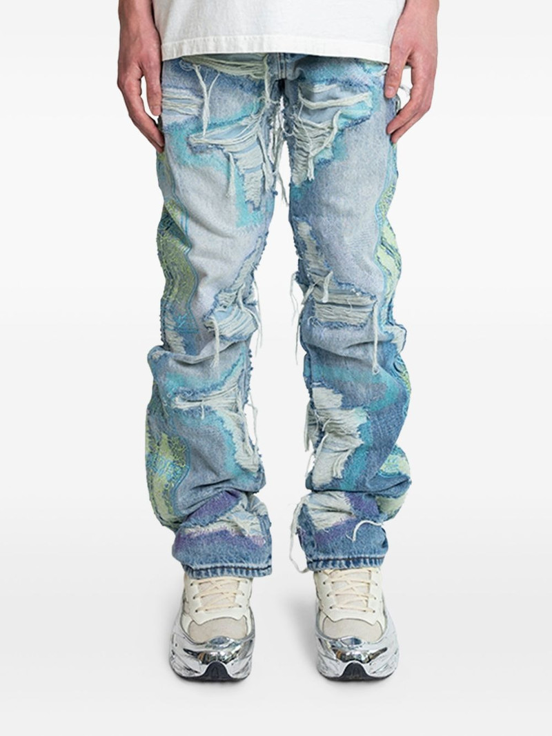 distressed embroidered jeans 1