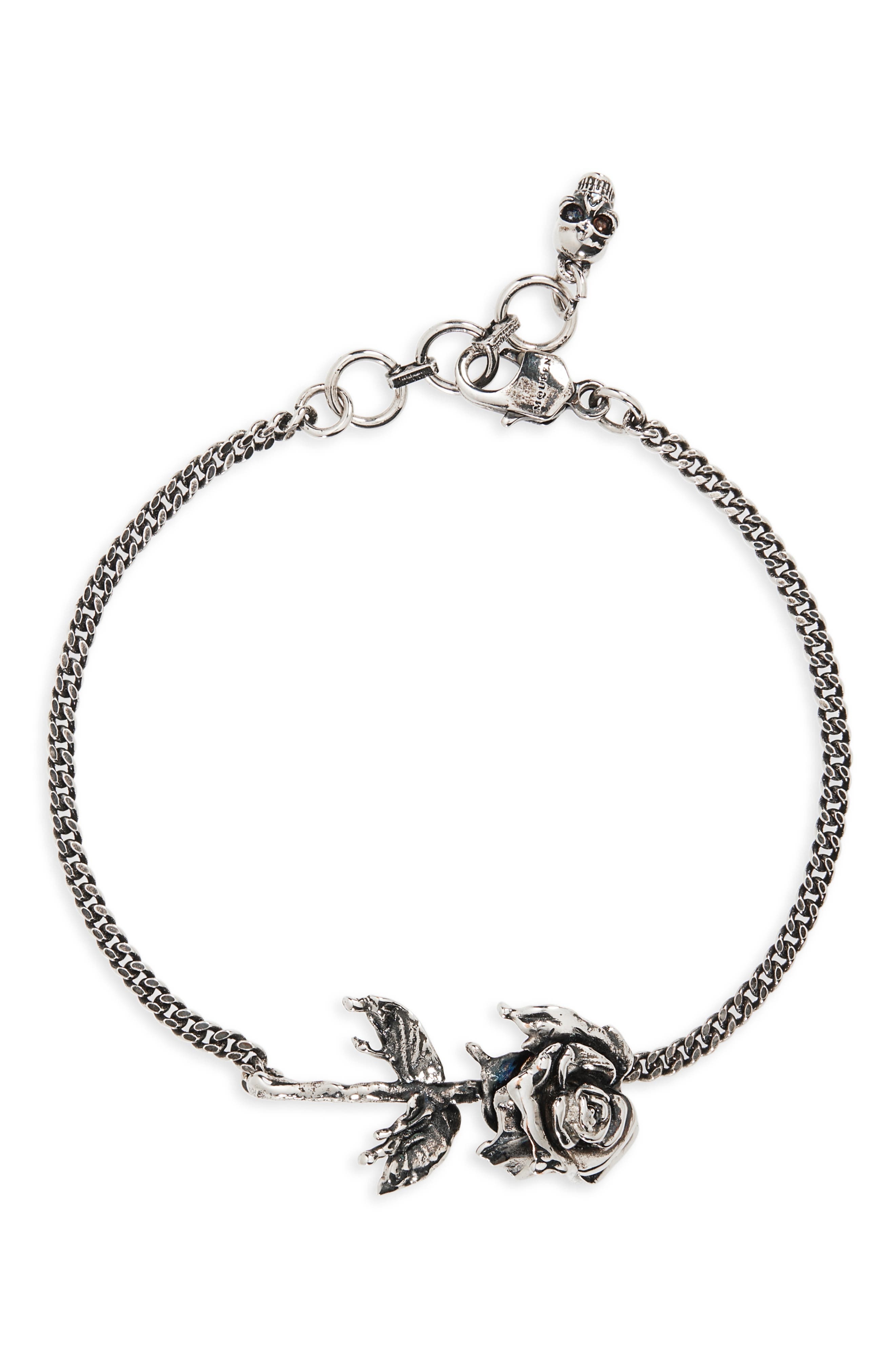 McQueen Dipped Rose Chain Bracelet in Antique Silver at Nordstrom - 1