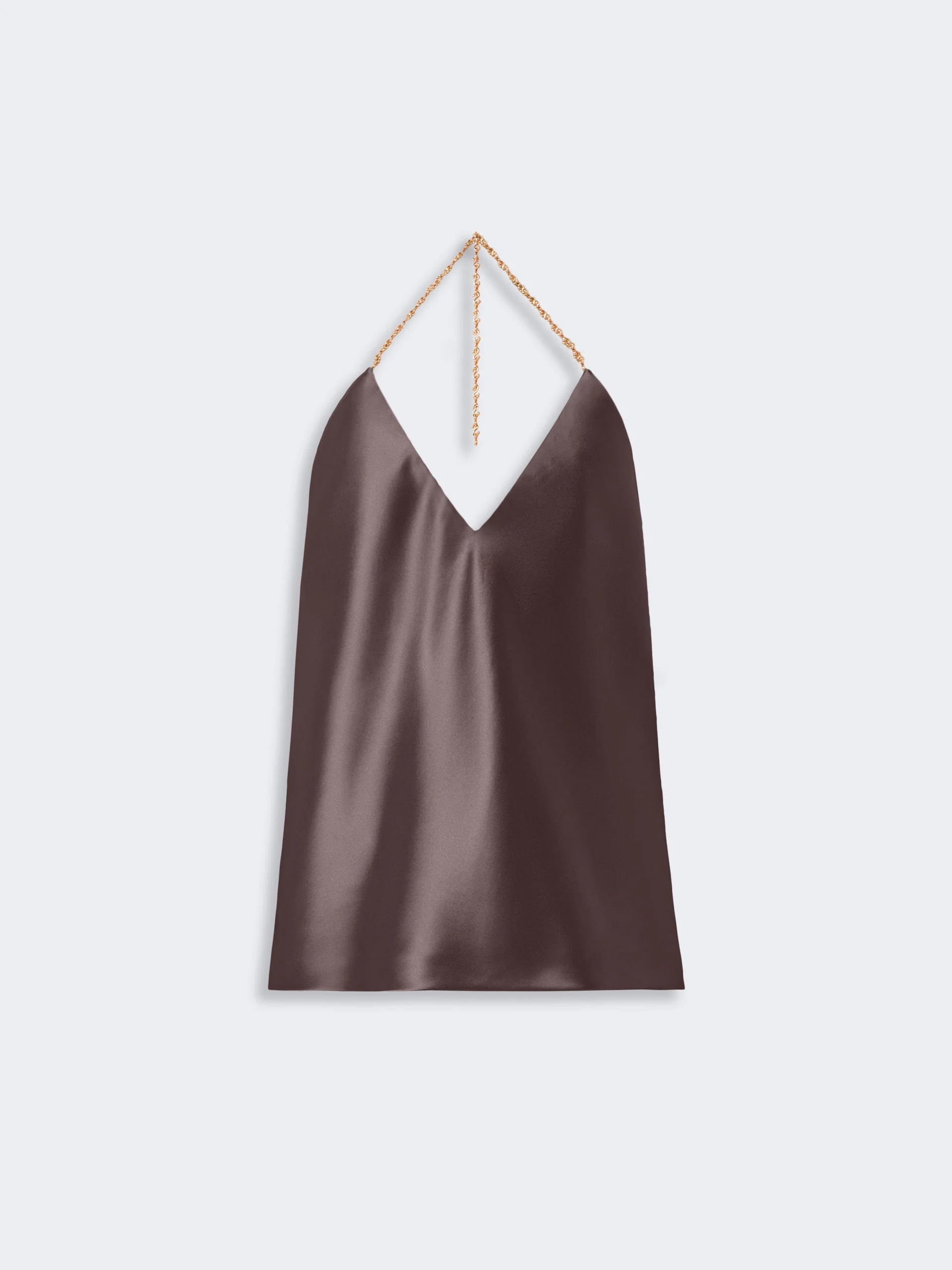PIOMBO Straight-fit shiny satin top - CHOCOLATE - 1