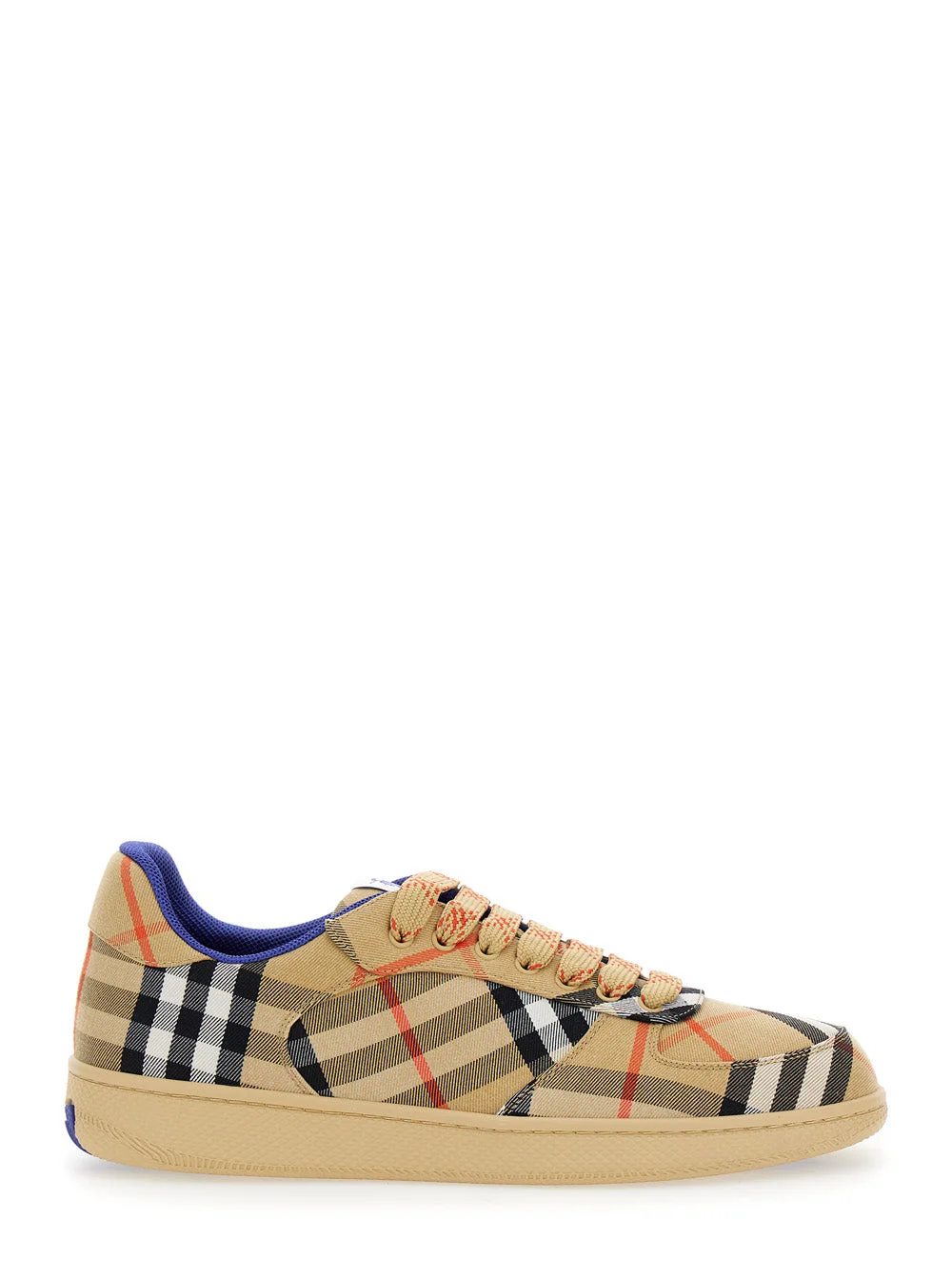 Burberry Men Beige Low Top Sneakers With Check Motif In Mixed Tech Fabrics Man - 1