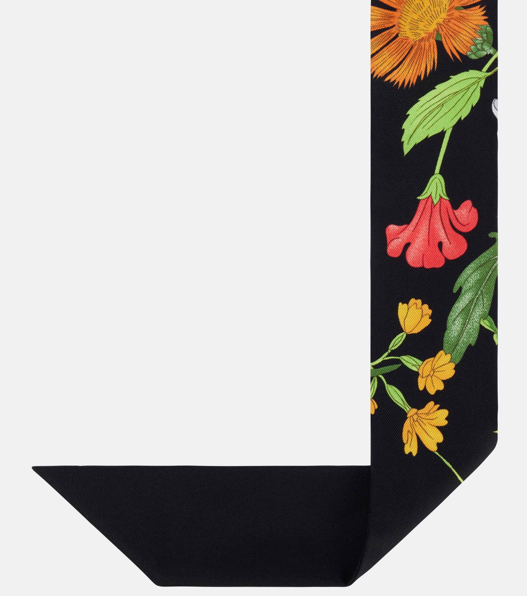 Floral silk twill scarf - 4
