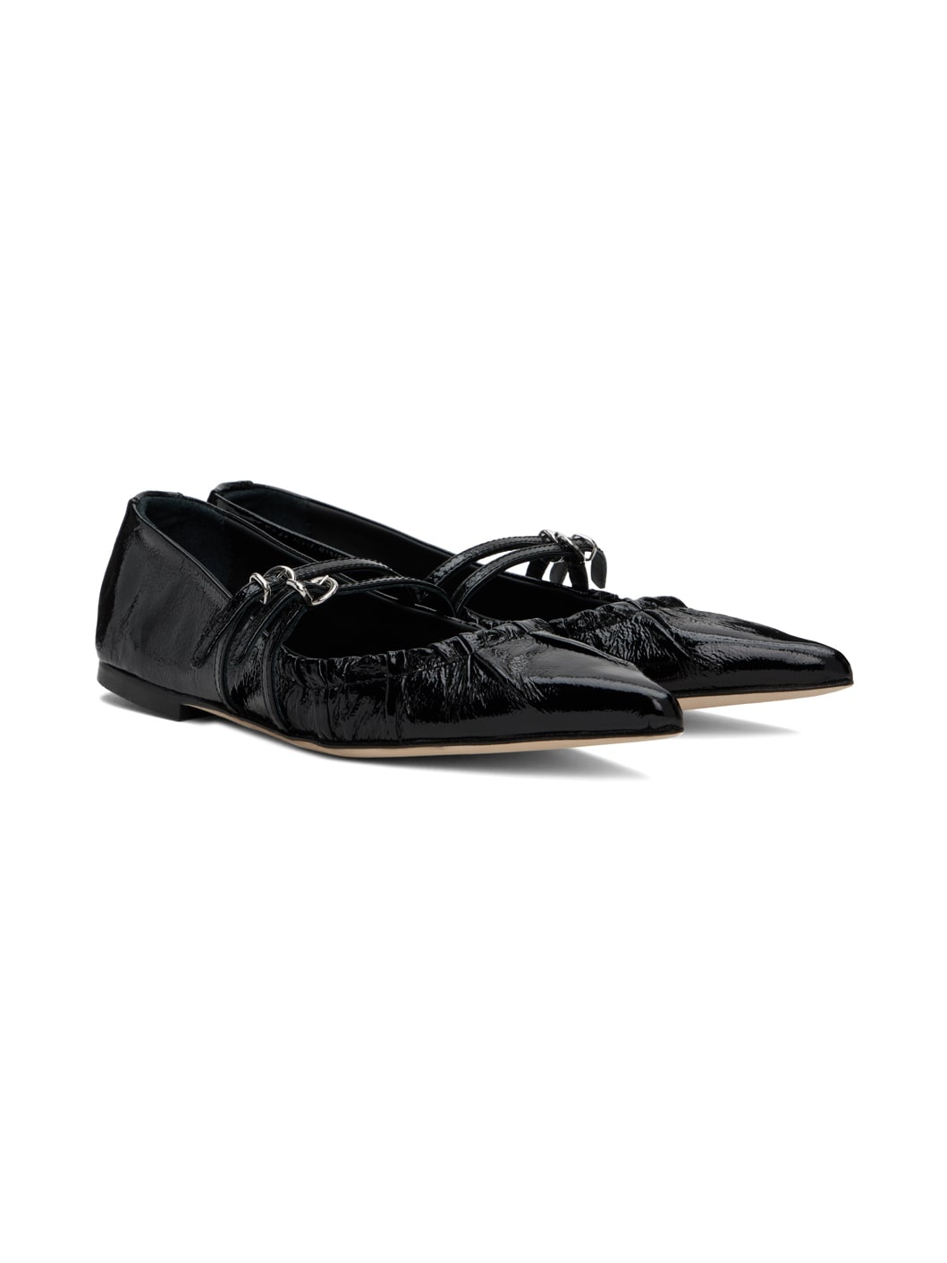 Black Naplak Ballerina Flats - 4