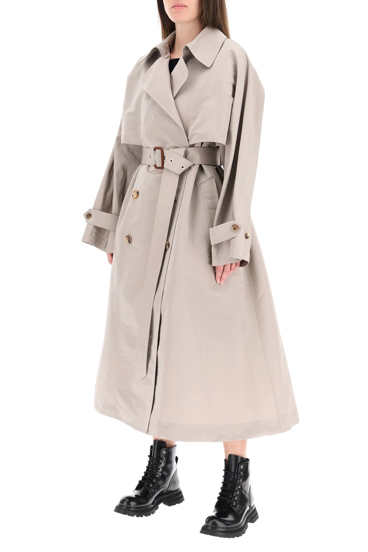 OVERSIZED FAILLE TRENCH COAT - 2