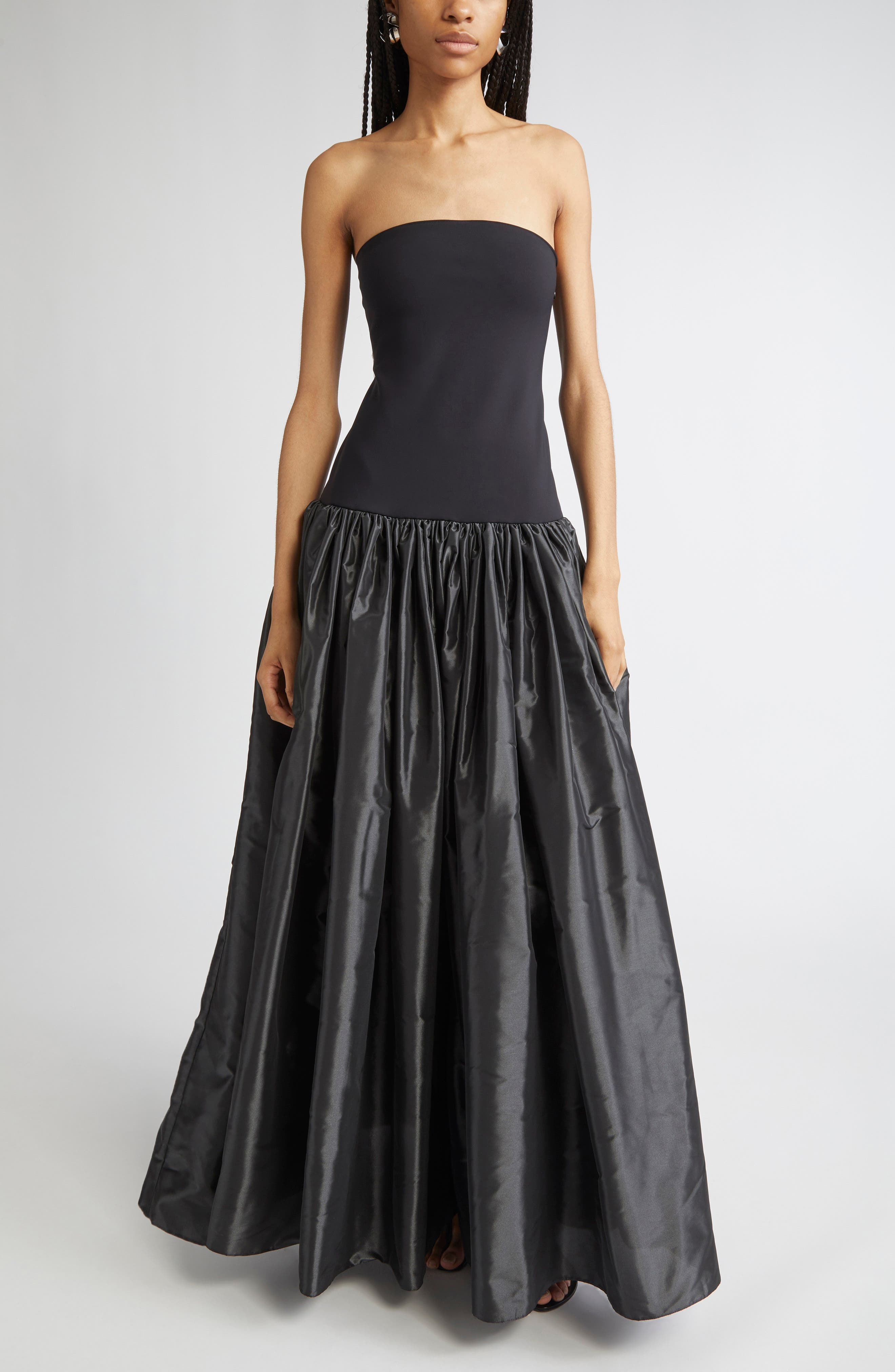 Coperni Bustier Princess Jersey & Taffeta Ballgown in Black at Nordstrom - 1
