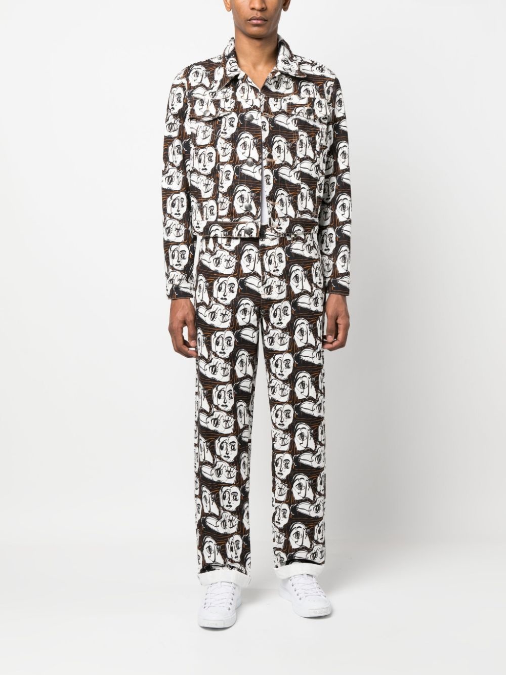 graphic-print cotton trousers - 2