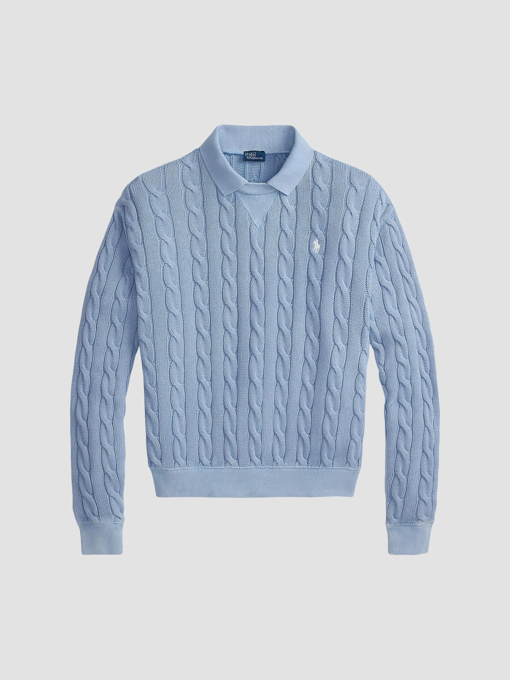 Women's Cable-Knit Cotton Sweater - Chambray Blue - 1