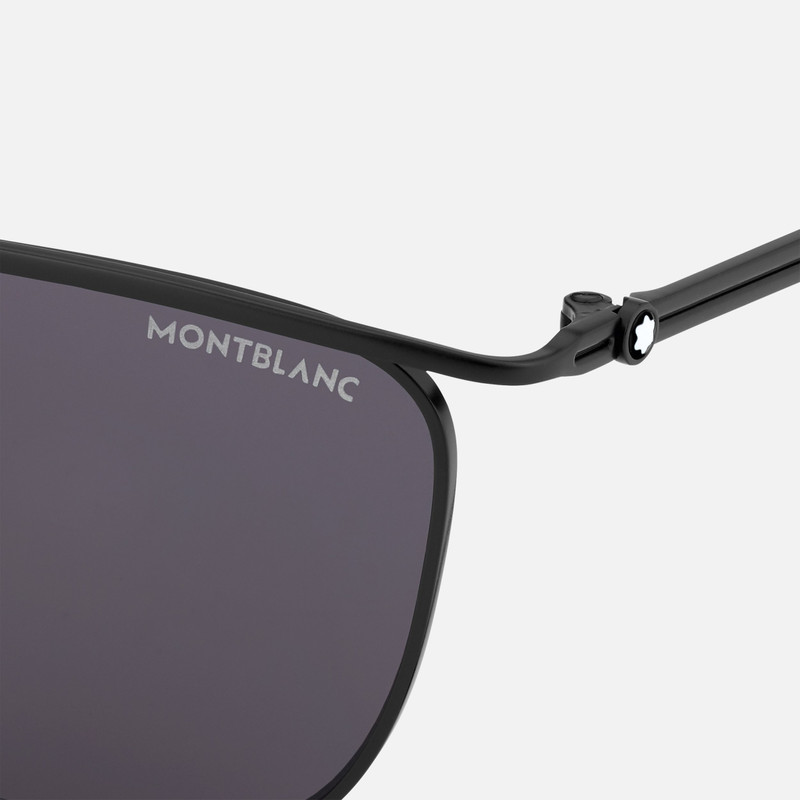 Montblanc Rectangular Sunglasses with Black-Colored Metal Frame outlook