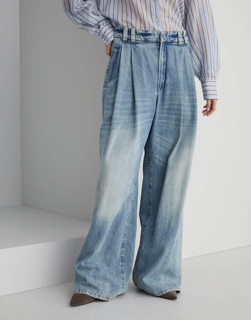 Soft denim baggy wide trousers - 1