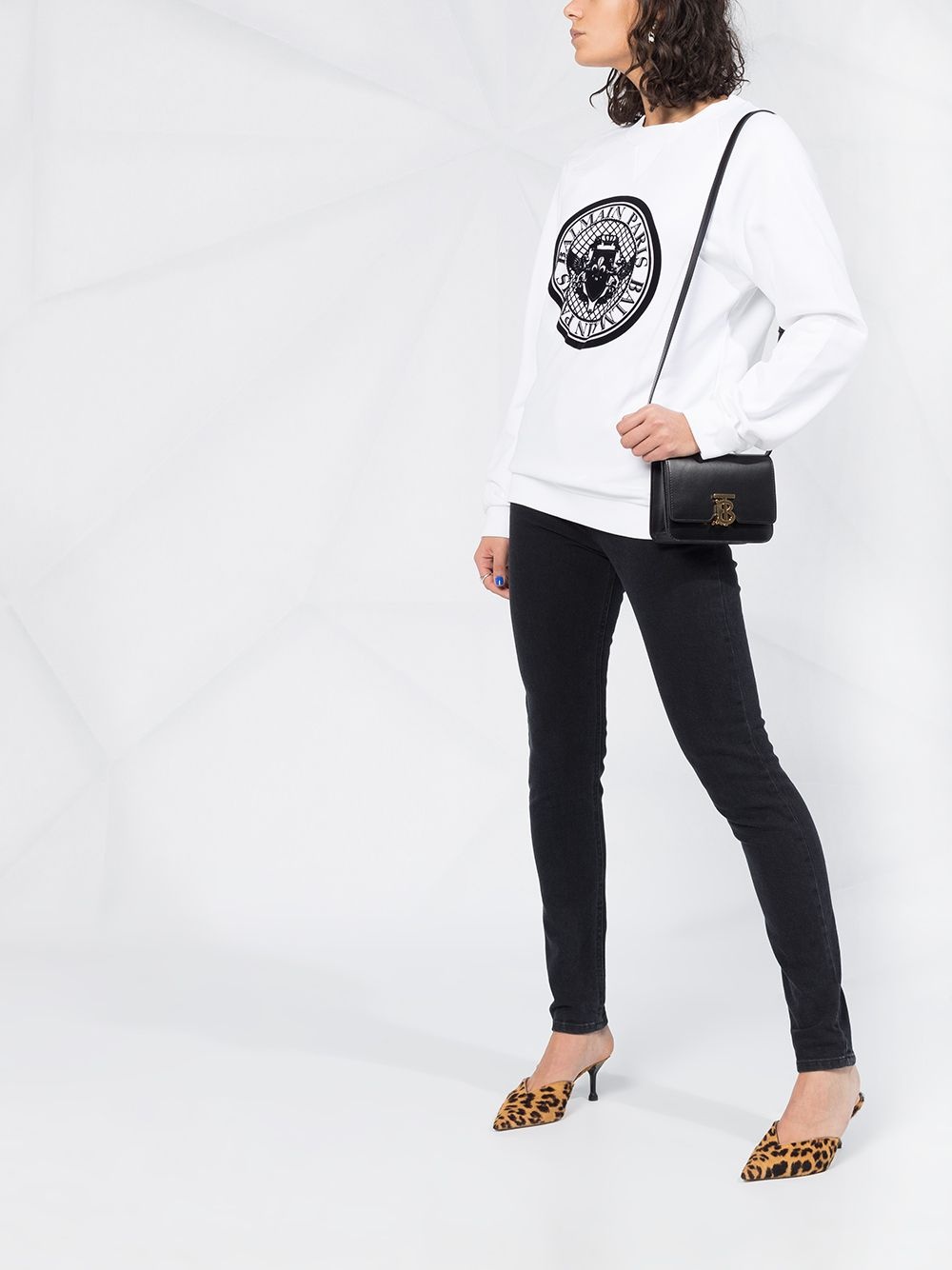 logo print crew neck sweatshirt - 6